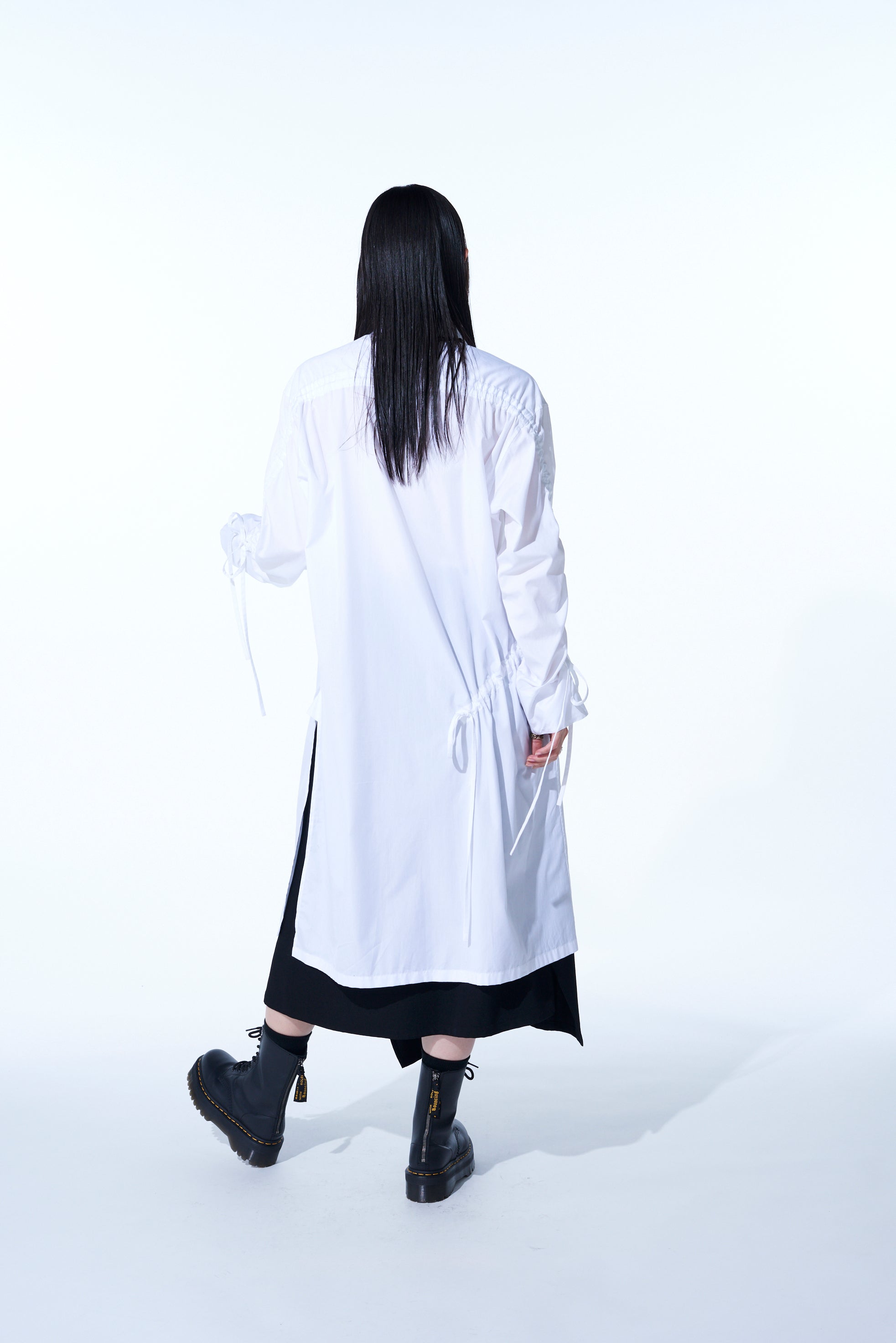 Oversized Long Cotton Broadcloth Shirt with Gathered Strings - Casual Loose Fit Button Down Tunic Top for Women | Perfect for Layering, Beach Cover-Up & Boho Outfits