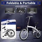 20 Inch 6-Speed Folding Bicycle for Adults - Adjustable Seat & Dual Brake System - Portable Commuter Bike for Travel, Workout & Urban Cycling (White)