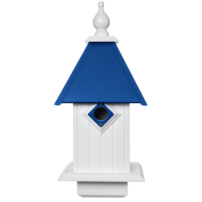 Premium All-American Blue Bird House - Cobalt Blue Handcrafted Wooden Birdhouse for Outdoor Garden Decoration & Attracting Wild Birds