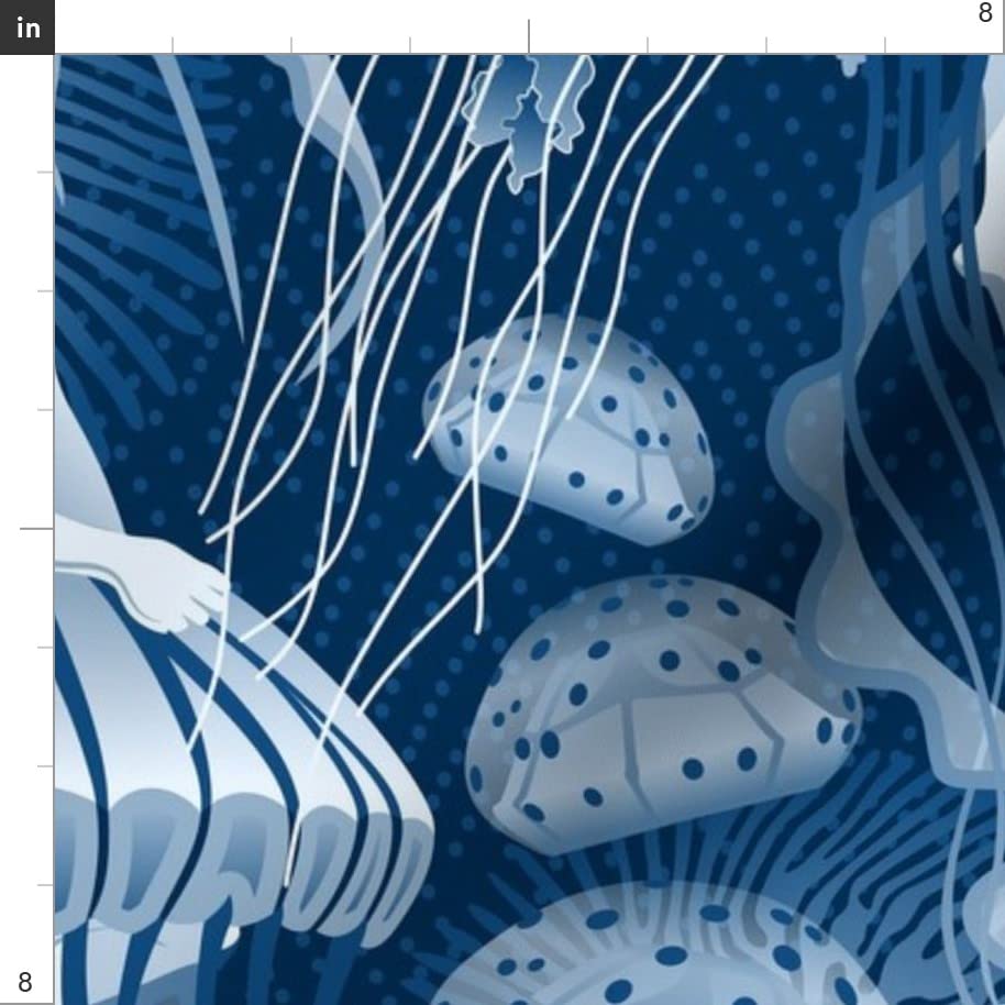 Underwater Dance Water Woman Printed Minky Fabric by The Yard - Blue Magical Jellyfish Design for Home Decor, Sewing Projects, Baby Blankets & Quilt Backing | Perfect for Nursery, DIY Crafts & Soft Plush Creations