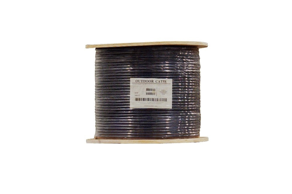 Outdoor CAT5E Ethernet Cable Bulk 1000ft Unshielded UTP Black - Weatherproof for Garden, Security Cameras, and Outdoor Networking