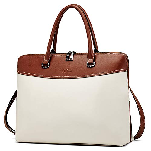 CLUCI Genuine Leather Women's Briefcase - Vintage 15.6 Inch Laptop Tote Bag for Business & Work | Professional Shoulder Bag for Office, Meetings & Travel