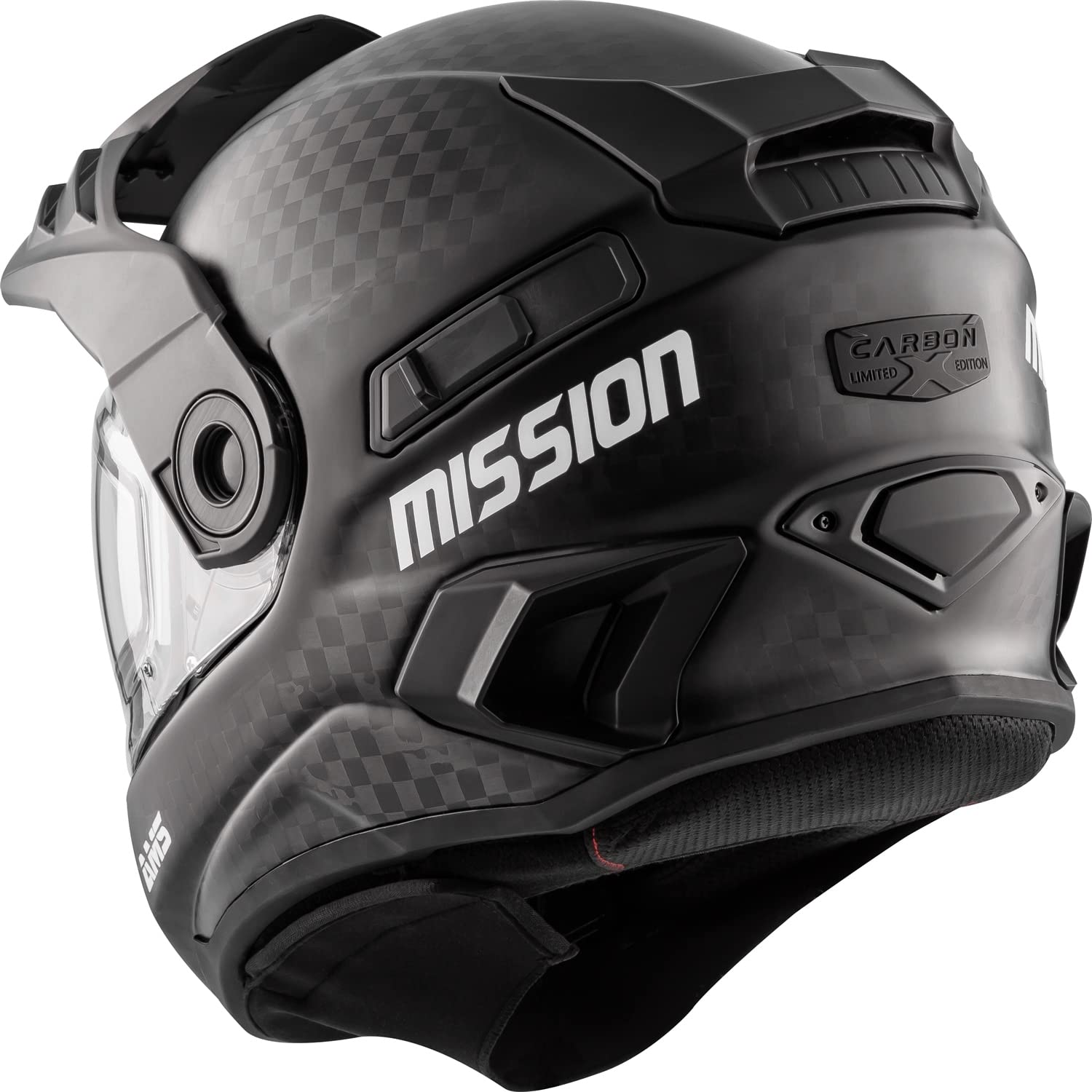 CKX Mission Full Face Helmet - Carbon Fiber Motorcycle Helmet with Electric Dual Visor for Men & Women - Perfect for Snowmobiling, ATV Riding, and Off-Road Adventures