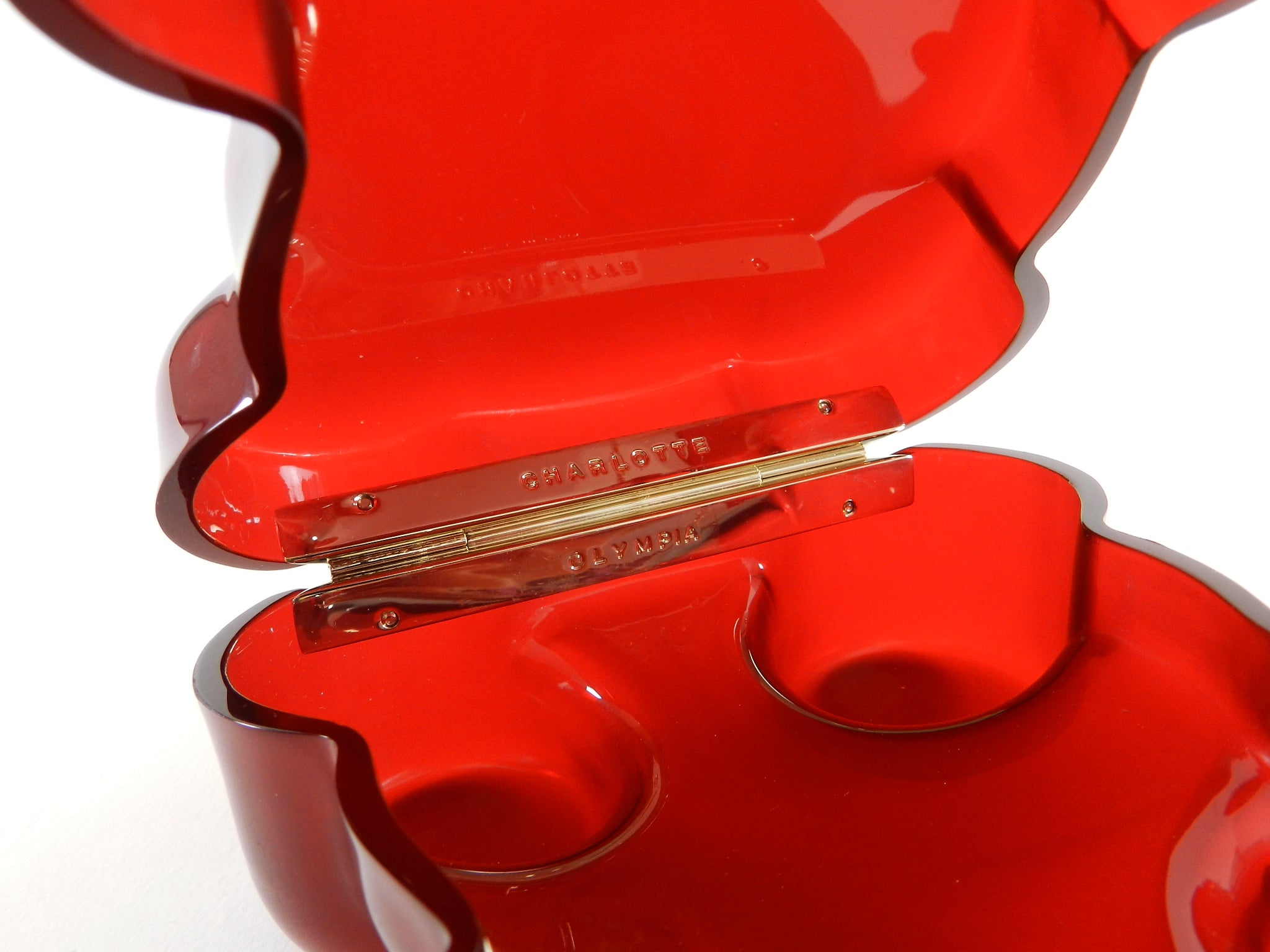 Charlotte Olympia Red Gummi Bear Acrylic Clutch Bag - Stylish Transparent Evening Clutch for Women, Perfect for Parties, Weddings & Special Events