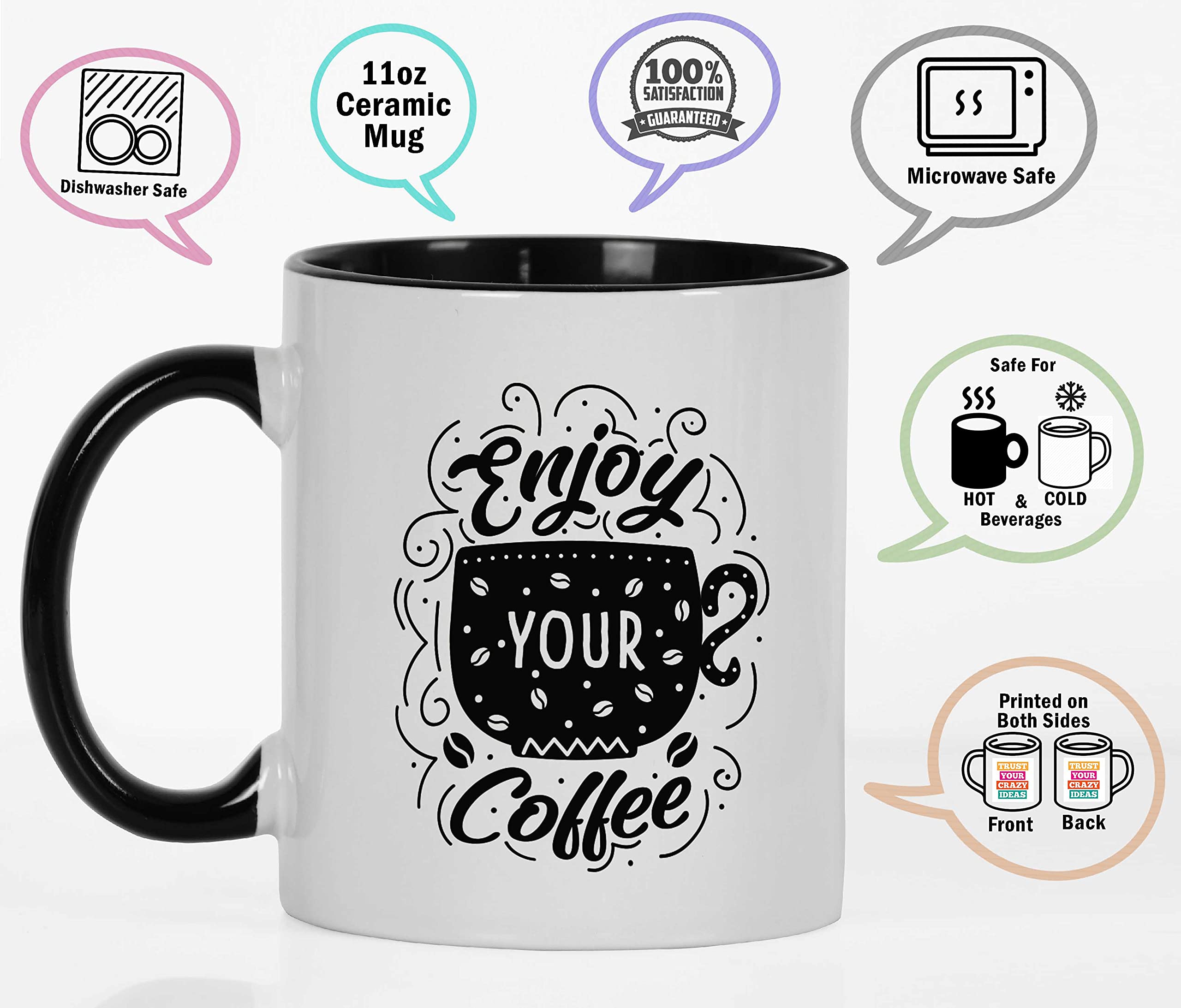 11 Oz Ceramic Coffee Mug - Funny Novelty Gift for Coffee Lovers, Perfect for Brides - Black (AJ) - Ideal for Home, Office & Gifts