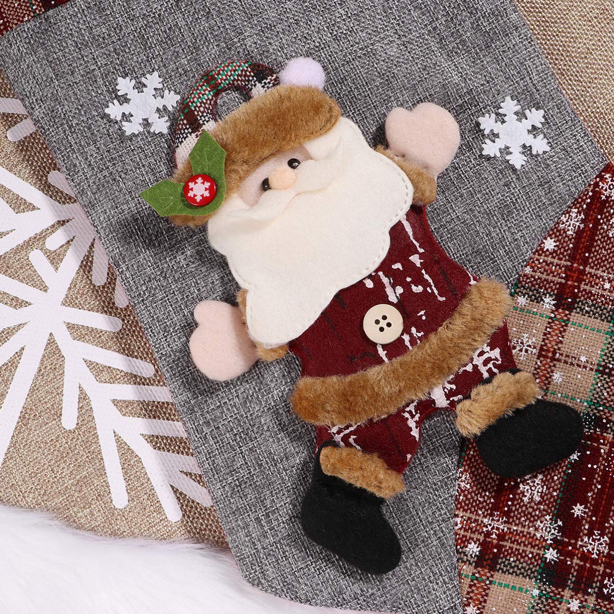 Festive Christmas Stockings Set of 3 - Santa, Snowman & Reindeer Holiday Decor (18