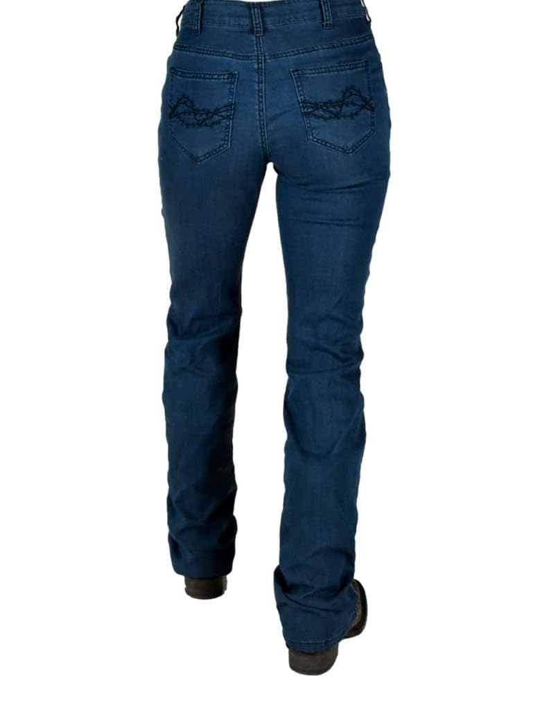 Cowgirl Tuff Western Jeans for Women - Ultra Breathable Bootcut Dark Wash Denim Pants | Perfect for Riding, Rodeo & Country Style Fashion