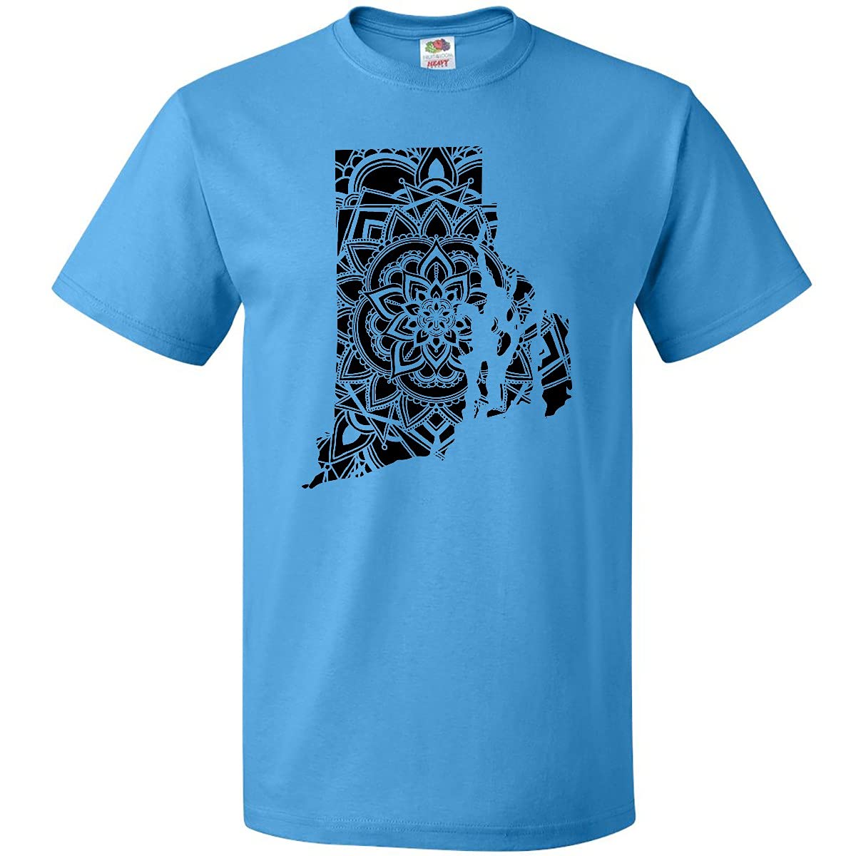 Inktastic Rhode Island Silhouette Mandala Graphic T-Shirt for Men & Women - Casual Wear, Yoga, Travel & Everyday Outfits