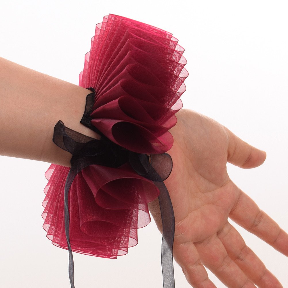GraceArt Elizabethan Wrist Ruffles - 2-Piece Set of Elegant Ruffled Hand Cuffs for Renaissance Costumes, Historical Reenactments, and Theatrical Performances