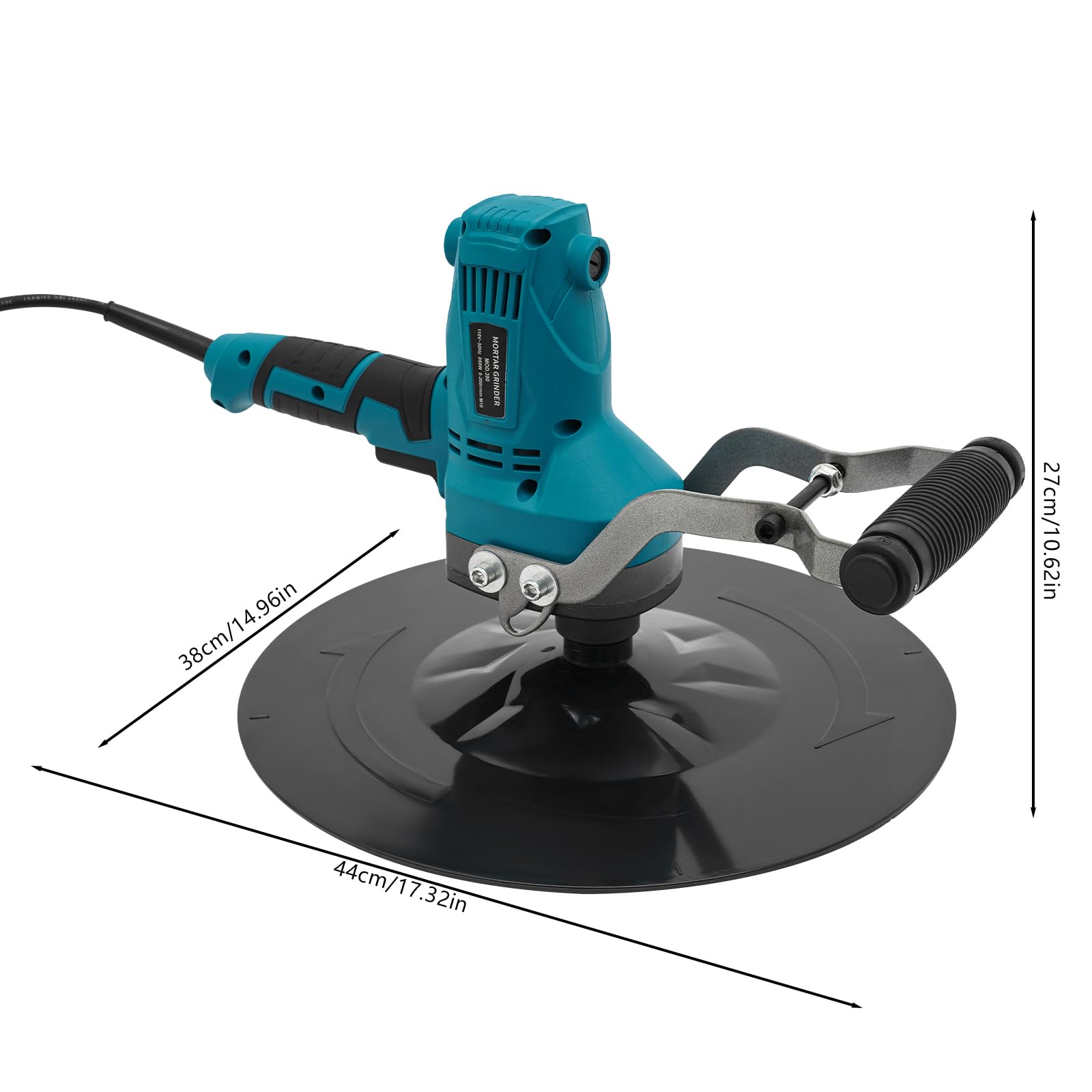 850W Electric Concrete Sander - Variable Speed 50-100RPM Handheld Drywall Sander with 16-Inch Sanding Pad for Ceiling, Cement, Mortar & Plaster | Perfect for Wall Polishing & Surface Preparation in Construction & DIY Projects