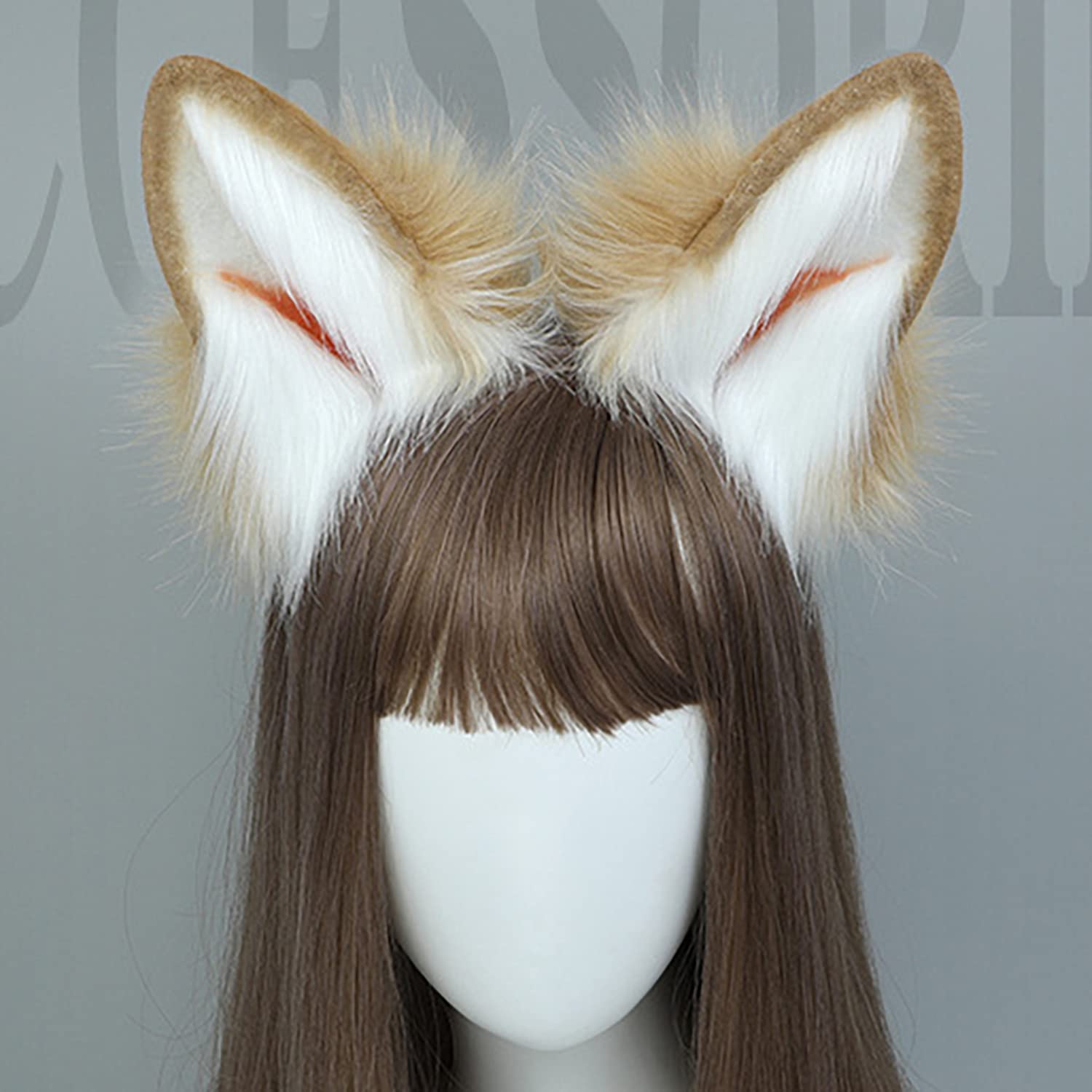 Faylay Women's Furry Dog Ear Headband - Cute Animal Ear Hair Accessories for Cosplay, Halloween, and Daily Fashion