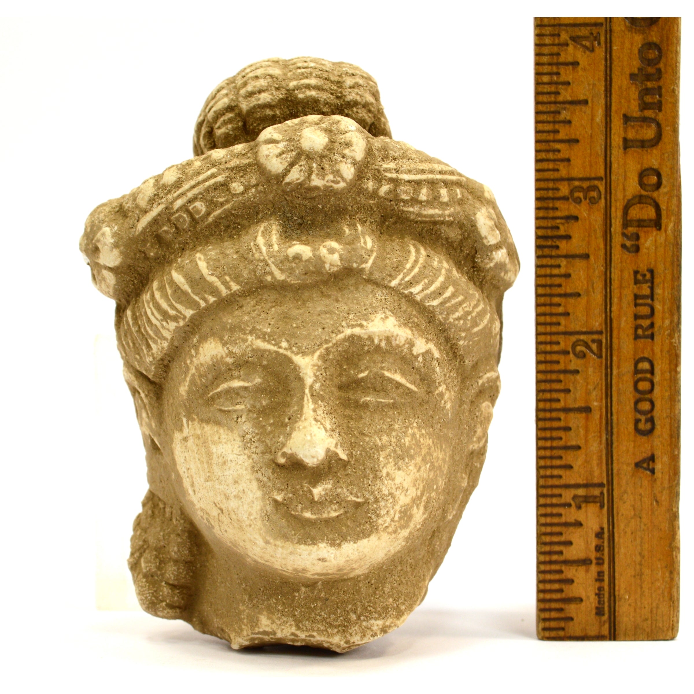 Ancient Gandharan Stucco Head of Bodhisattva - Hand Carved Stone Buddhist Artifact - Perfect for Home Altar, Meditation Space & Asian Art Collection