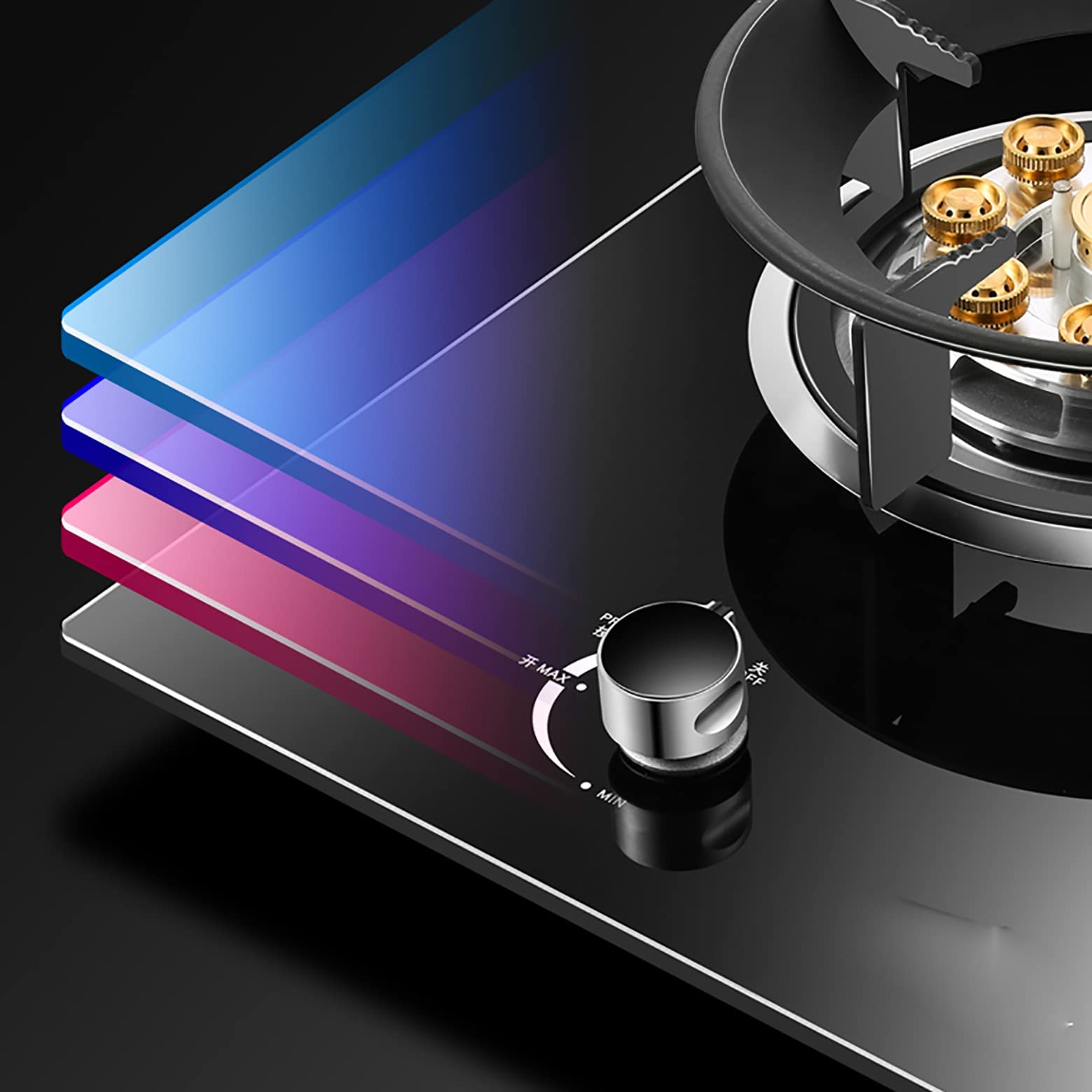 33CM Gas Stove for Kitchen - Built-in/Desktop Gas Hob with Flameout Protection & Pulse Ignition | Non-Slip Cast Iron Burner Ring | Ideal for Cooking, Boiling, Frying & Warming | Perfect for Home, RV & Outdoor Use
