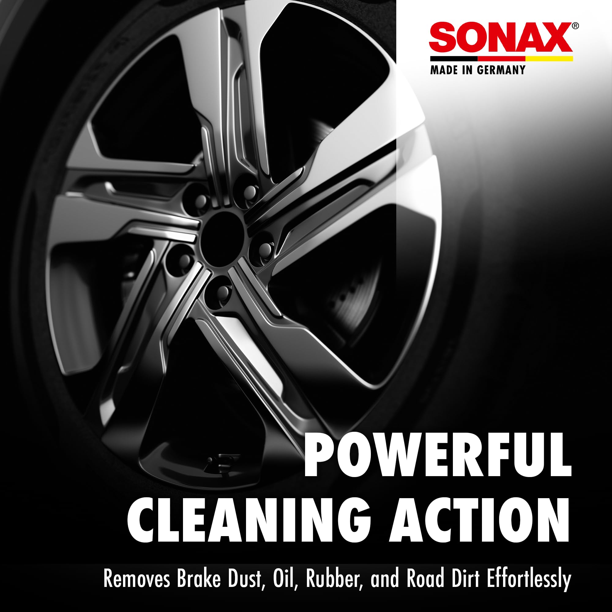 SONAX 1837512 Xtreme Wheel Cleaner - Heavy Duty Brake Dust Remover for Alloy & Chrome Rims - Safe for Painted Wheels - Perfect for Car Detailing & Auto Maintenance