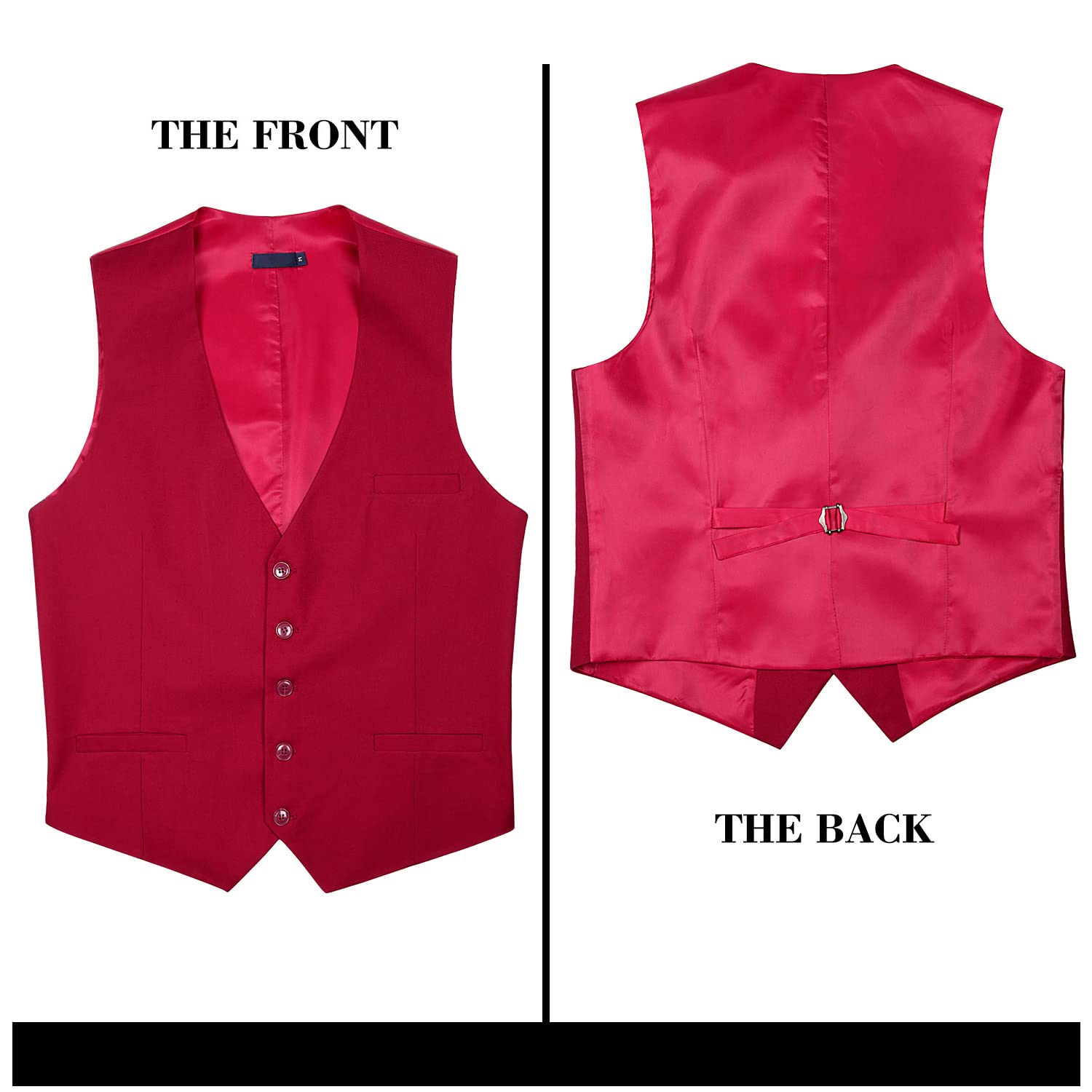 Enlision Men's Formal Suit Vest - Slim Fit Business Waistcoat for Suits & Tuxedos | Solid Color Dress Vest for Weddings, Office & Special Occasions