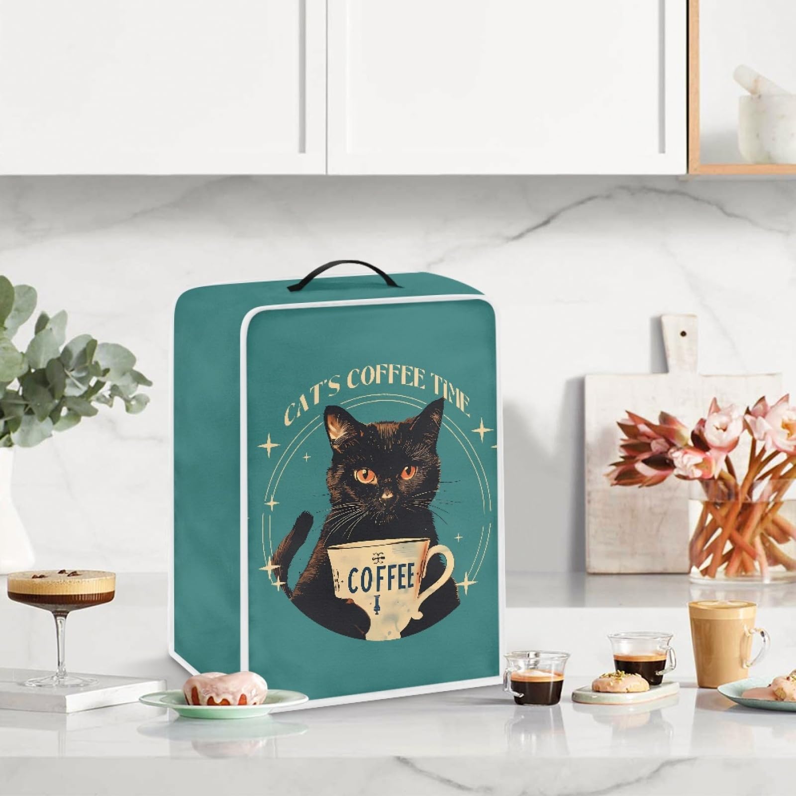GLENLCWE Cat-Themed Kitchen Appliance Dust Cover - Polyester Stand Mixer & Coffee Maker Protector for Pet Lovers | Perfect for Kitchen Countertops & Coffee Stations