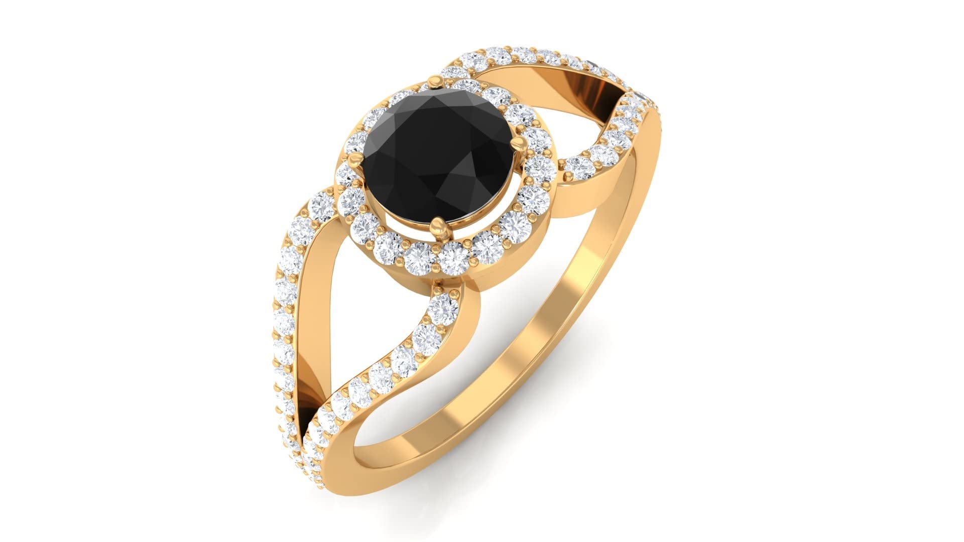 1.25 CT Black and White Diamond Ring - 14K Solid Gold Split Shank, Natural Black Diamond April Birthstone Jewelry for Women | Anniversary Gift, Engagement Ring, Wedding Band, Special Occasion Present