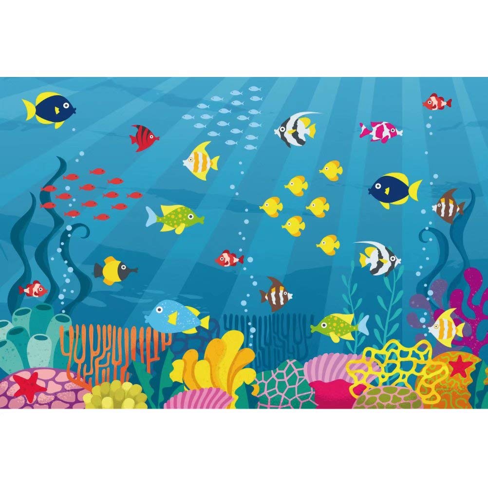 Under The Sea Baby Shower Backdrop - Tropical Ocean Animal Theme 5x3ft Vinyl Photo Background for Newborn, Kids Birthday Party, Cake Table Decor - Perfect for Boys, Girls & Adult Portrait Studio Props | Ideal for Baby Showers, Birthday Parties & Photo Studios