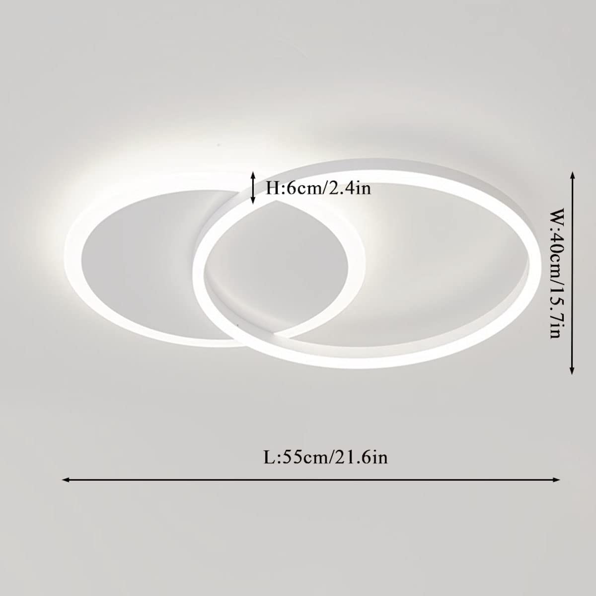 Modern Acrylic 2-Ring Dimmable LED Ceiling Chandelier with Remote Control - White Contemporary Lighting Fixture for Living Room, Dining Table, Bedroom & Kitchen Island - Perfect for Home Decor and Ambient Lighting