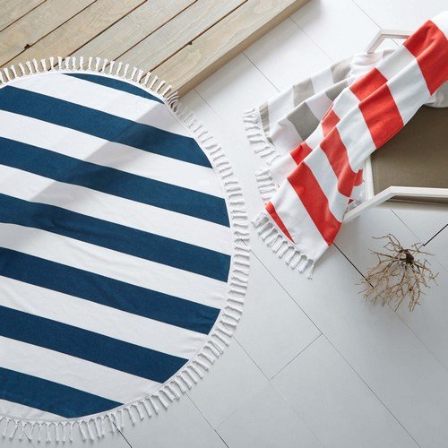Premium Cabana Round Beach Towel - Soft & Absorbent Poppy Coral Bath Towel for Pool, Beach, Yoga & Outdoor Activities