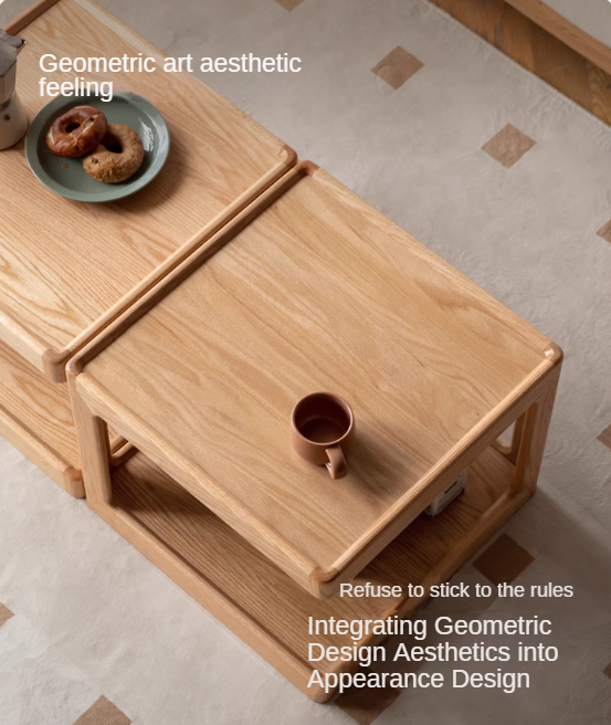 Premium Oak Solid Wood Square Coffee Table - Modern Living Room Furniture for Home Decor & Relaxation