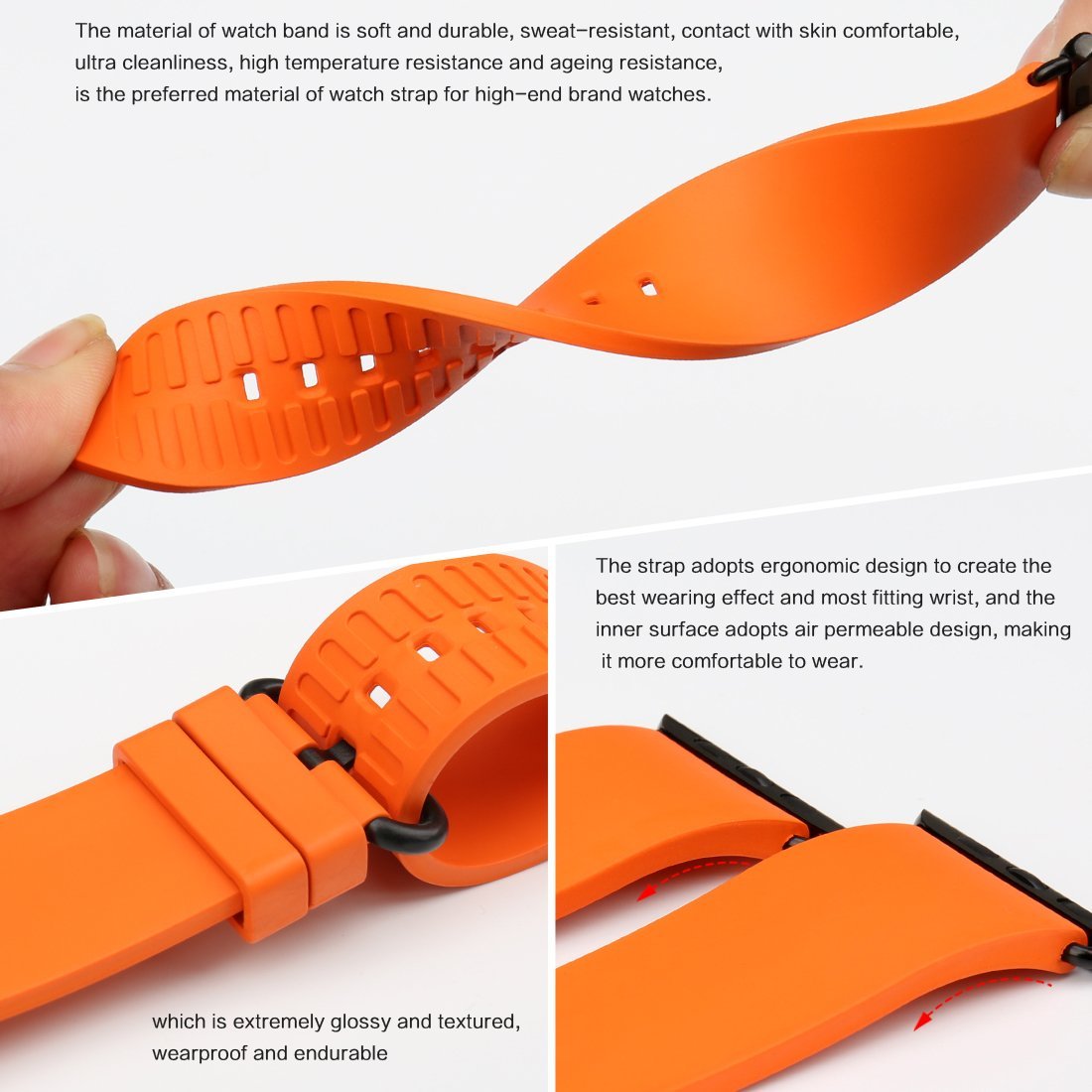 Premium MAIKES Rubber Sport Band Replacement for Apple Watch 38mm 40mm 42mm 44mm 45mm 49mm - Compatible with iWatch Series 1/2/3/4/5/6/7/8 - Durable Soft Strap for Men & Women - Perfect for Workouts, Running & Daily Wear
