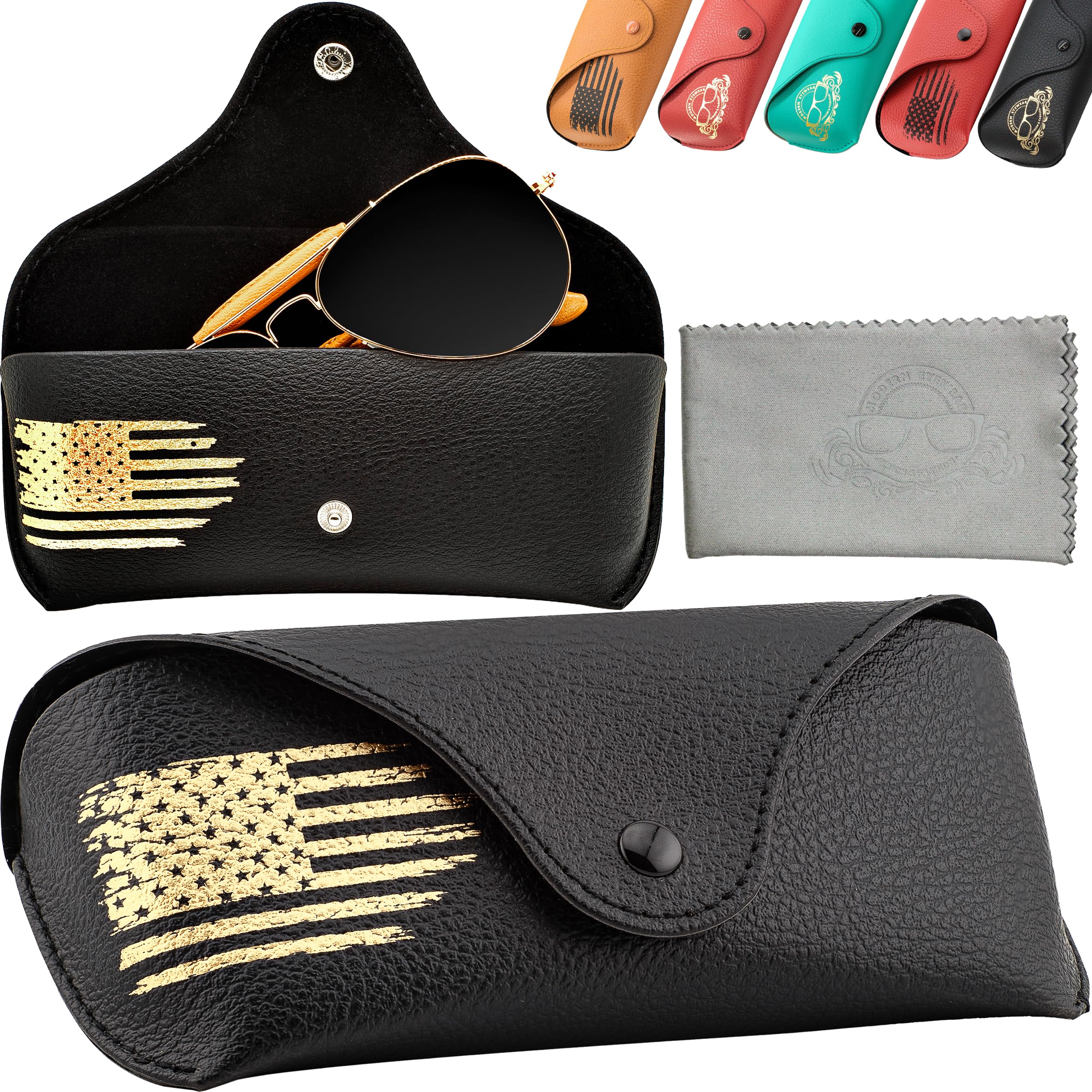 Leather Glasses Case Slim Portable Eyewear Holder for Men & Women - Perfect for Travel, Office & Daily Use