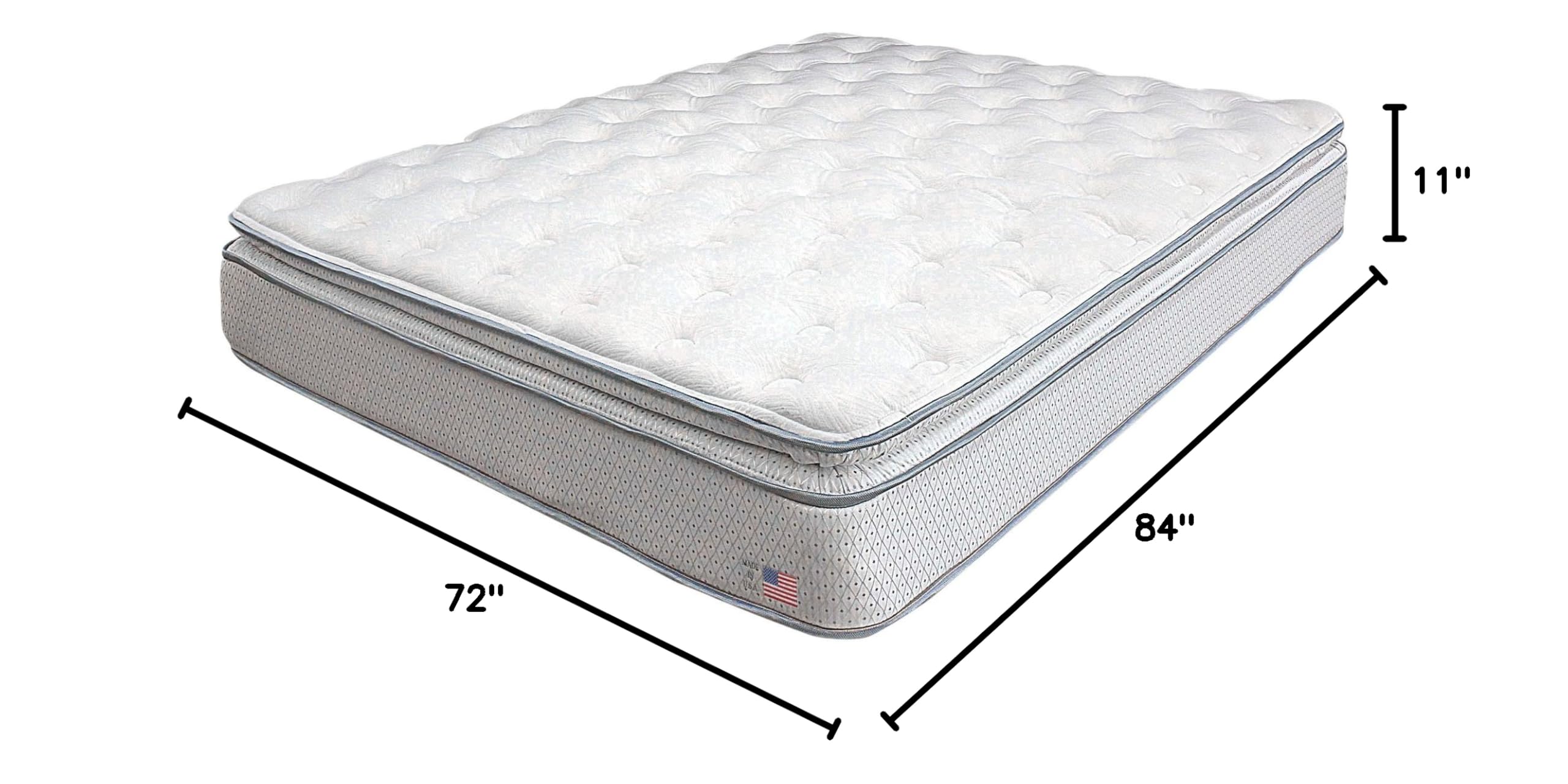 Furniture of America Dreamax 11-Inch Pillow Top Mattress - California King Size, Plush Support for Back Pain Relief, Perfect for Master Bedroom & Guest Room