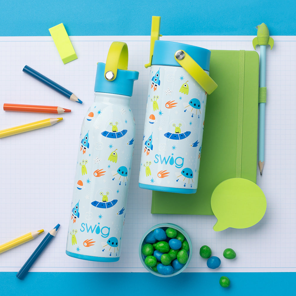 Space Camp Flip & Sip Water Bottle 16oz - Leakproof Stainless Steel Insulated Tumbler for Kids, Outdoor Activities & School Use