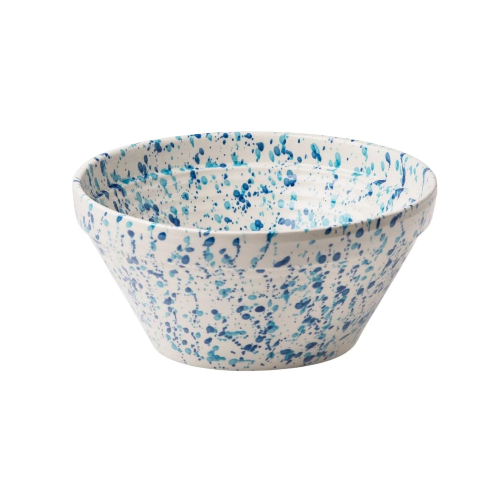 Blue and White Splatter Design Ceramic Serving Bowl - 12oz & 16oz Sizes - Perfect for Salads, Pasta, and Party Appetizers