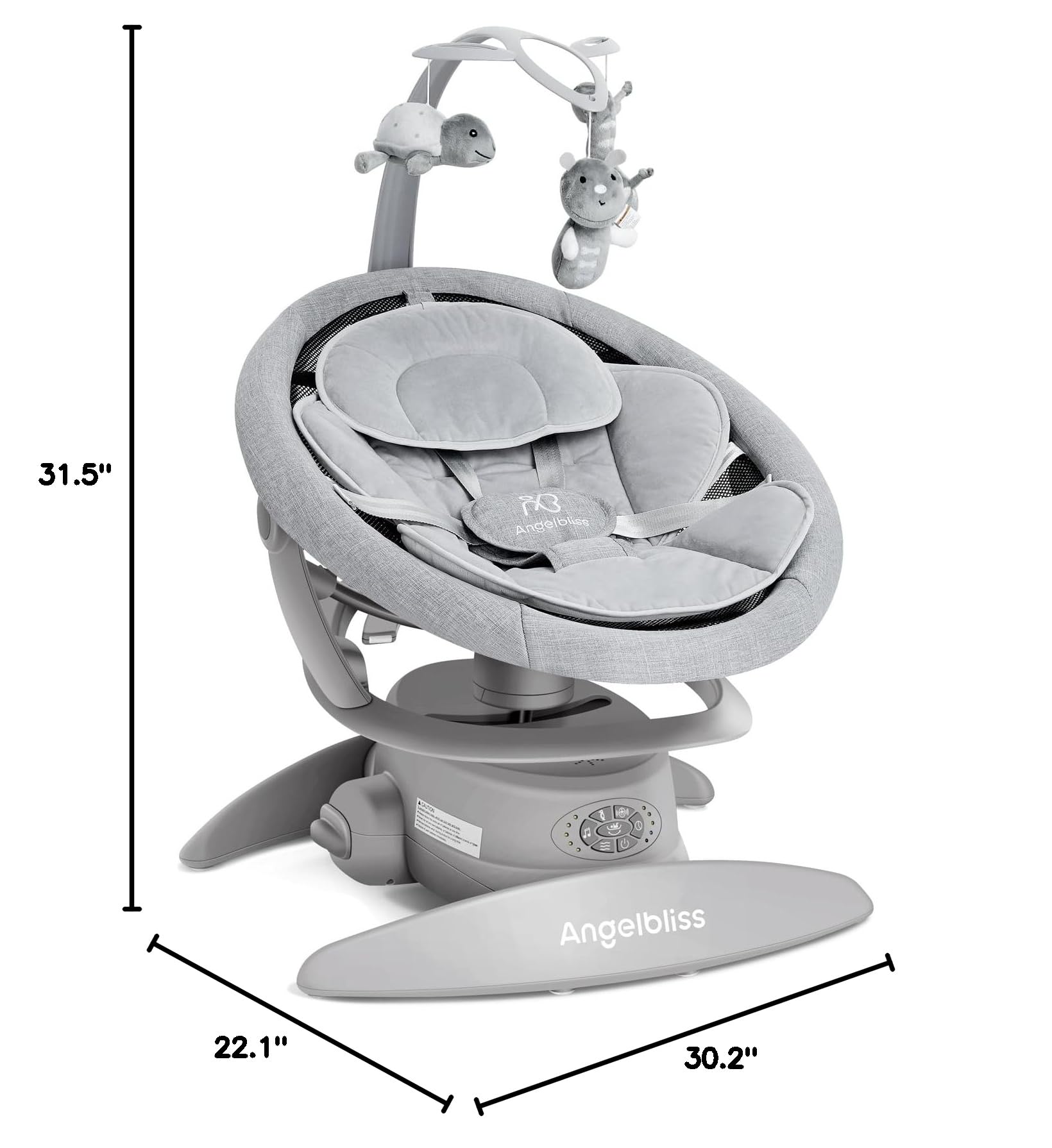 Angelbliss 3-in-1 Baby Swing with Motion Detection | Portable Infant Swing with Removable Rocker & Stationary Seat | Bluetooth Enabled with 3 Soothing Motions (Grey) | Perfect for Nursery, Travel & Calming Fussy Babies