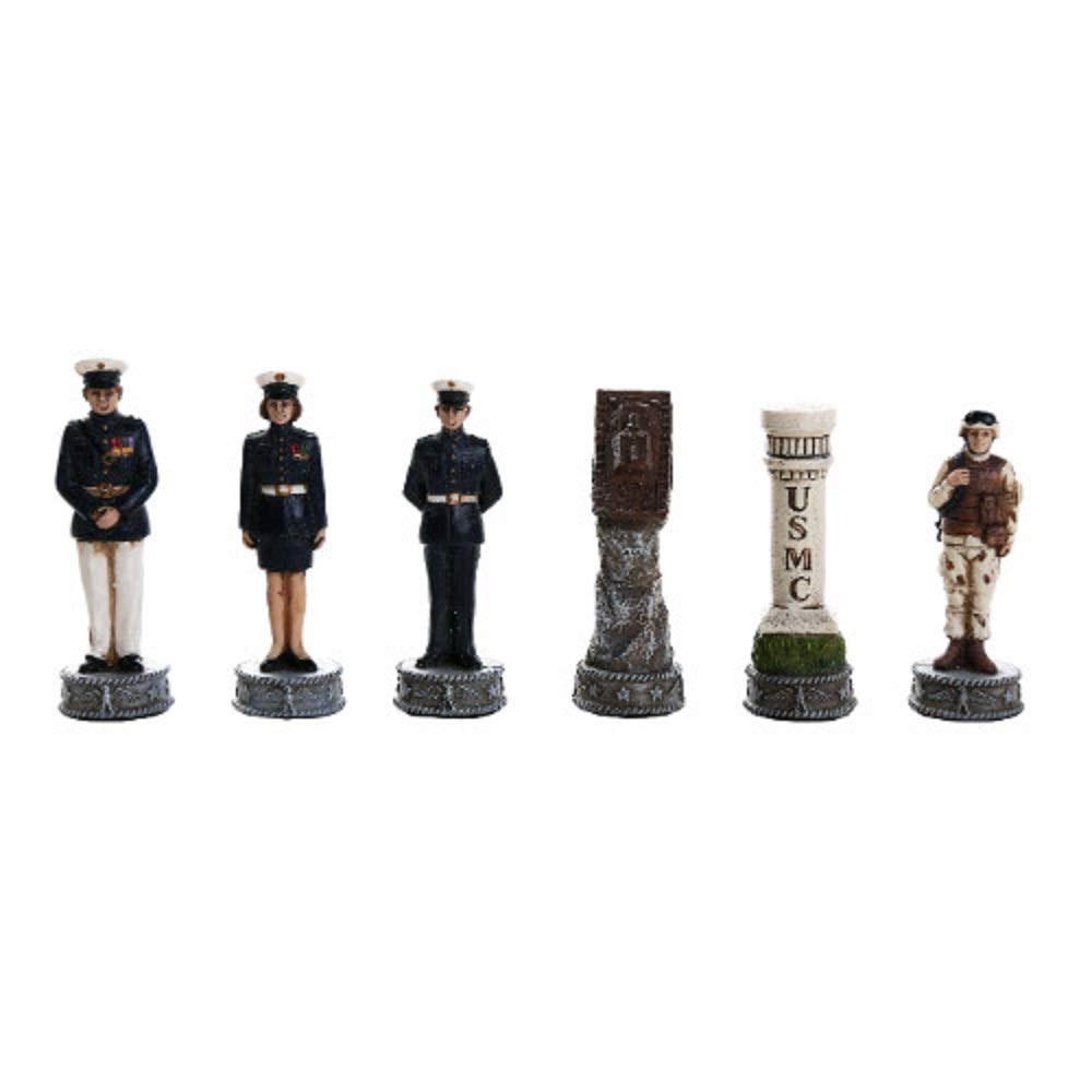 US Air Force vs Marines Military Chess Set - Hand-Painted Pieces with Glass Board - Perfect for Collectors, Military Enthusiasts & Strategy Game Lovers