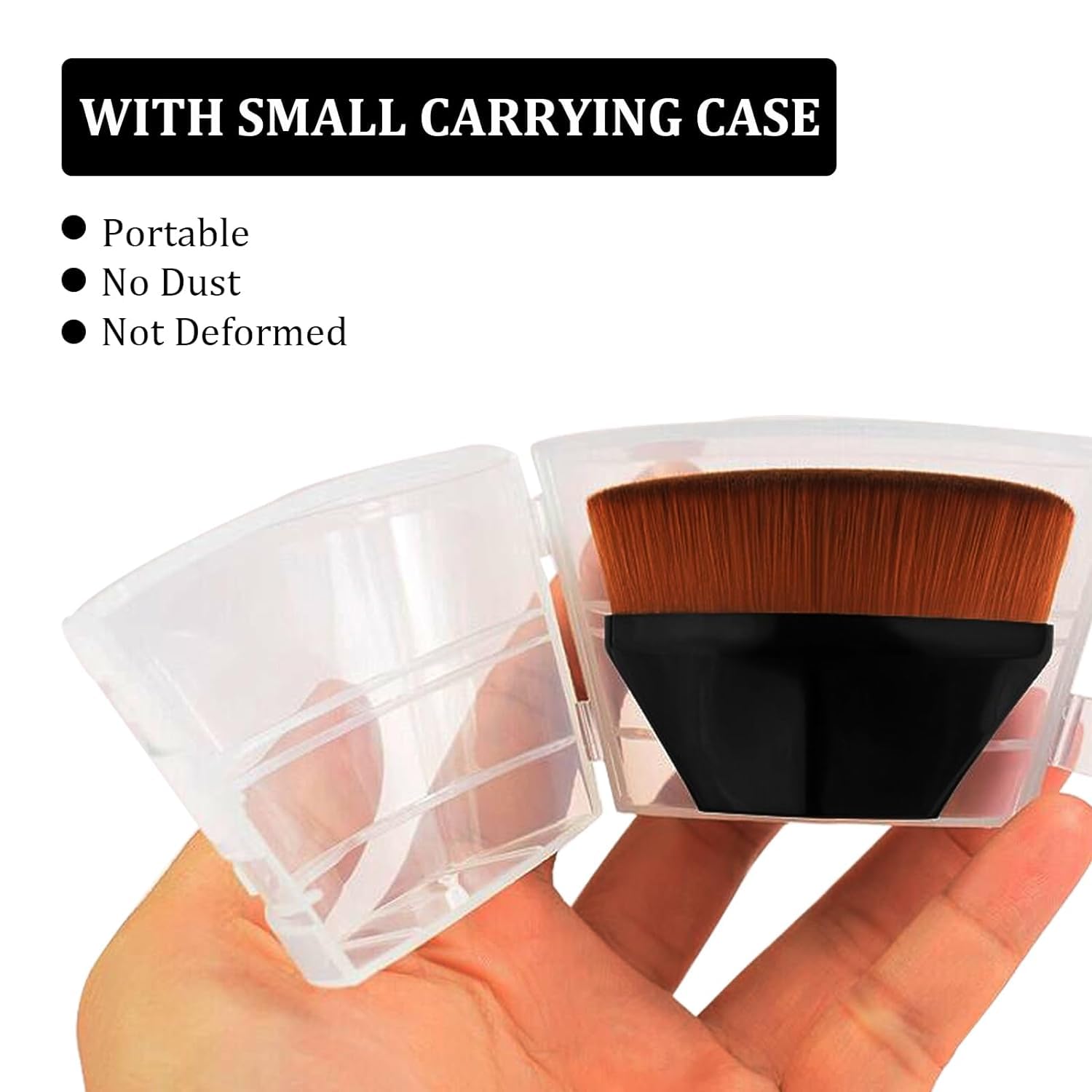 **Professional Flat Top Kabuki Makeup Brush - Hexagon Design for Flawless Liquid, Cream & Powder Foundation Blending | Includes Bonus Protective Case | Perfect for Everyday Makeup & On-the-Go Touch-Ups**