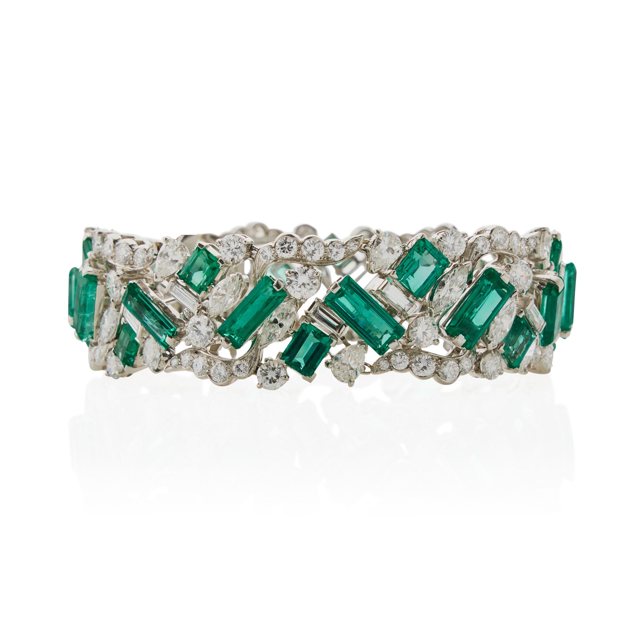 Oscar Heyman Emerald and Diamond Bracelet – Luxury 18K Gold Tennis Bracelet for Women, Elegant Jewelry Gift for Anniversary, Wedding, or Special Occasions