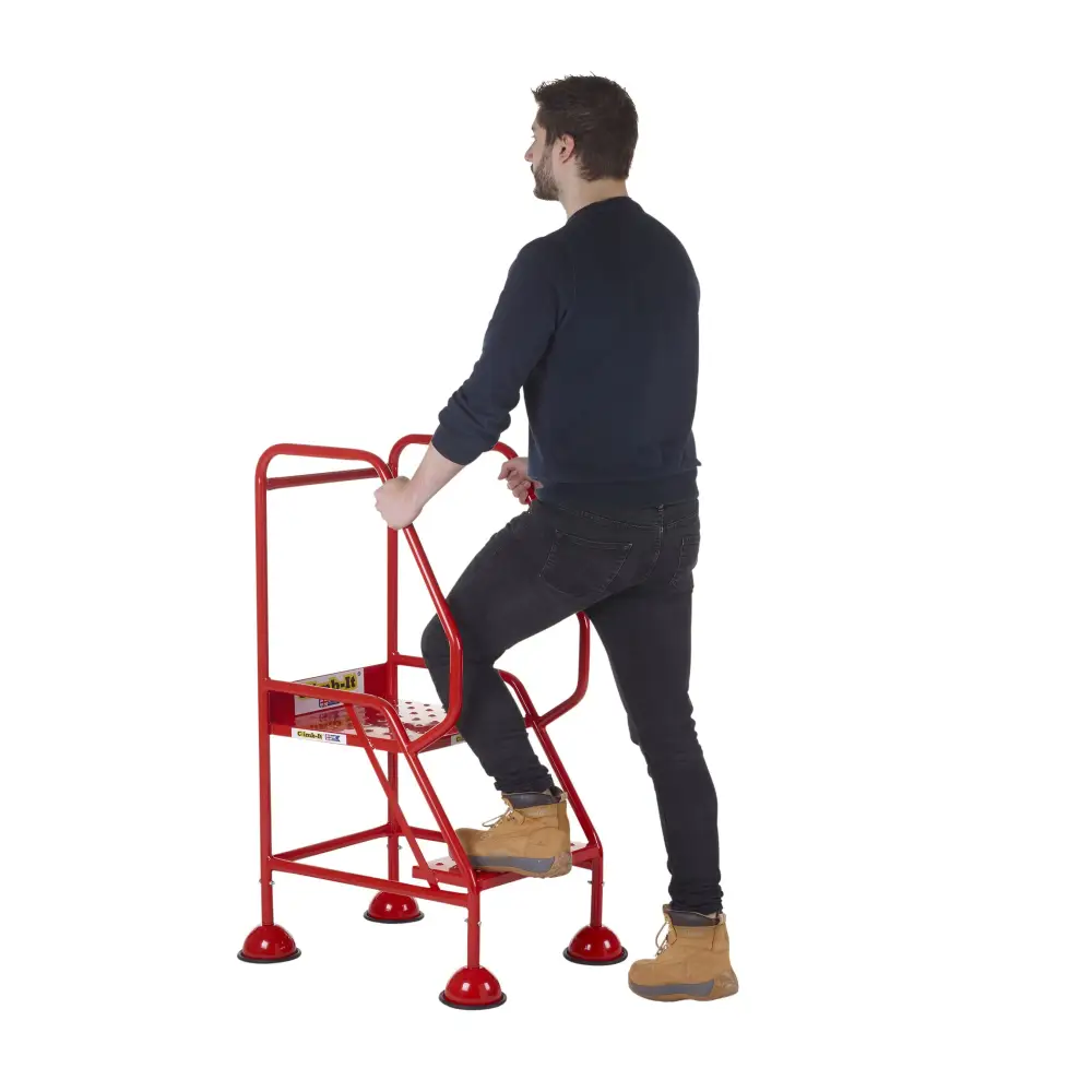 Climb It UK Domed Feet Steps - Red Non-Slip Ladder Accessories for Home, Garage, and Workshop Use