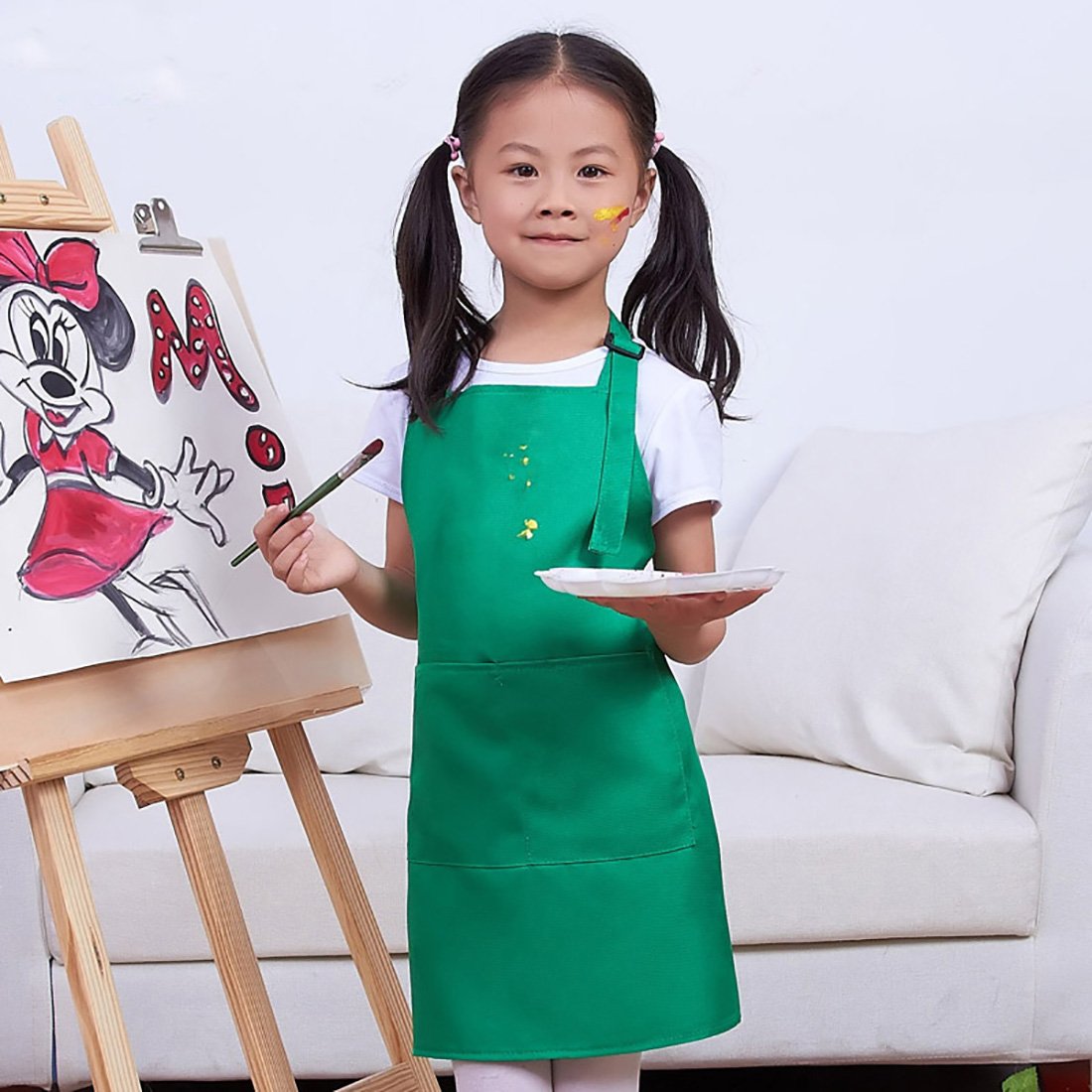 Kids Artist Apron with Pockets - Washable Painting & Cooking Smock for Children - Perfect for Art Class, Kitchen Play & Creative Activities