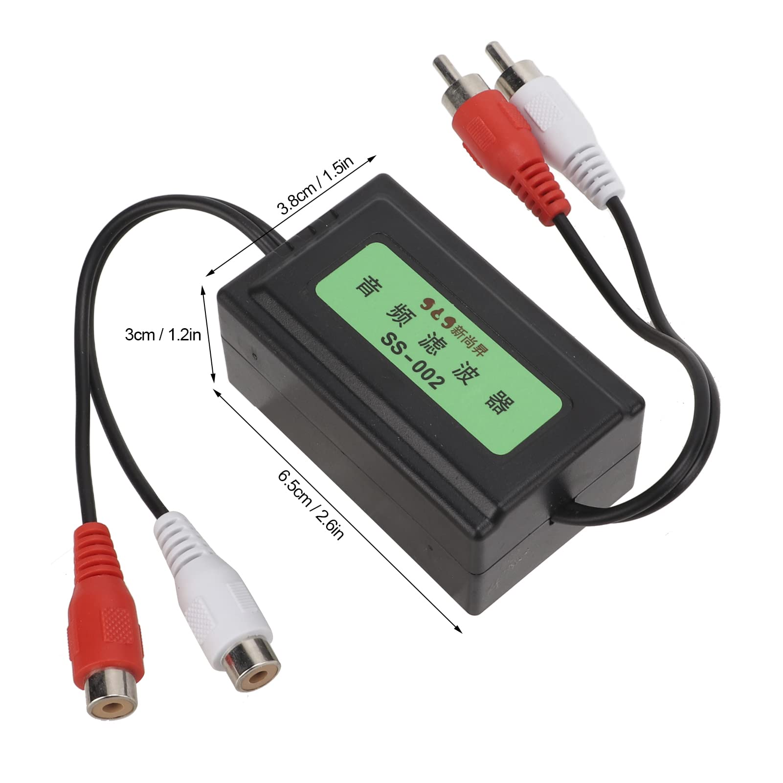 Premium RCA 3.5mm Ground Loop Noise Isolator - 1.5x1.2x2.6 Inch Car Audio Noise Filter Eliminates Hum & Buzz - Perfect for Car Stereo, Home Theater & DJ Equipment