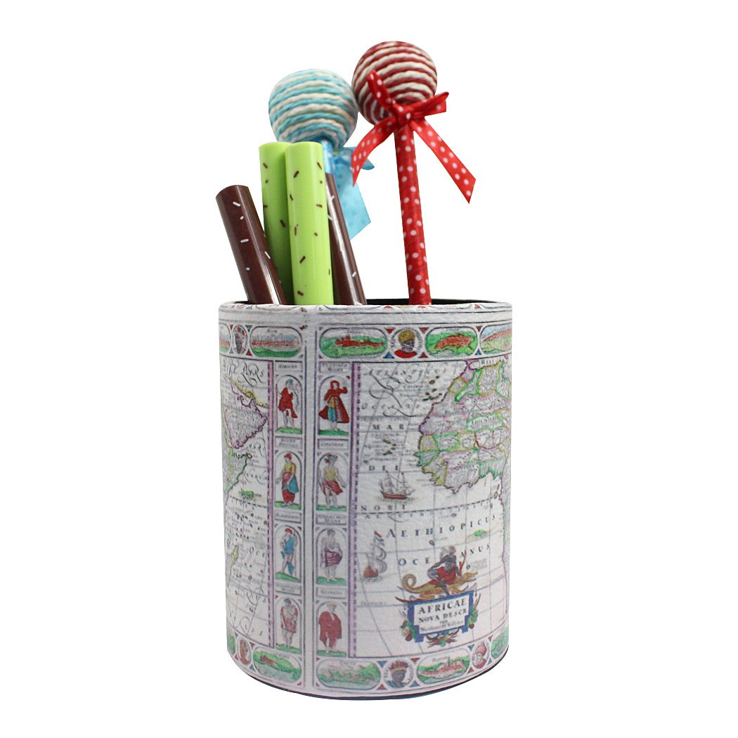 PU Leather Pen Holder with Round Design - Office Desk Organizer for Pencils, Pens & Stationery - Perfect for Home, Office & School Use