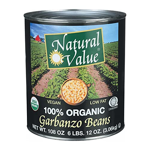 Natural Value Garbanzo Beans, 108 Ounce (6-Pack) | Organic Chickpeas for Hummus, Salads & Healthy Cooking | Bulk Pantry Staples