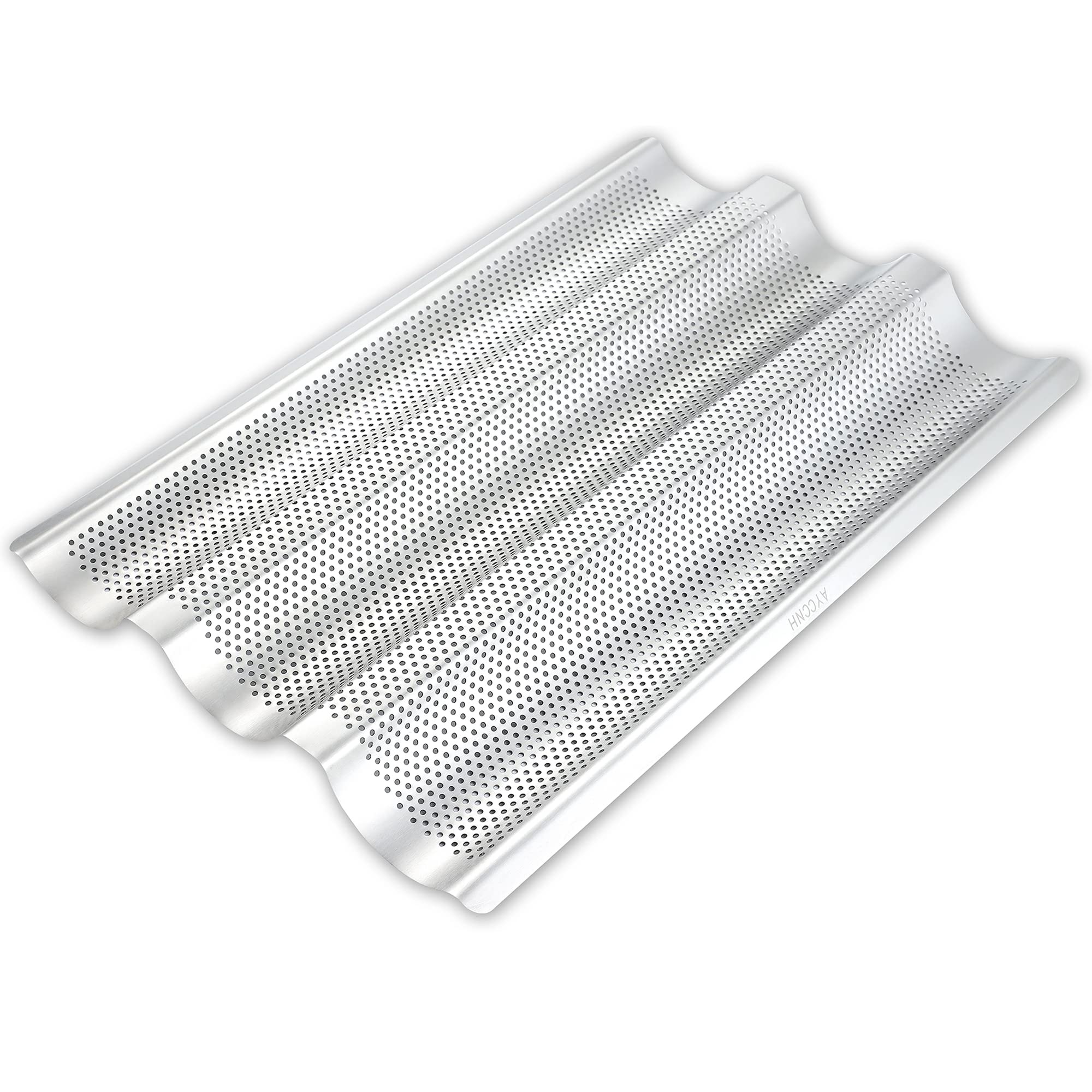 Premium Stainless Steel French Baguette Bread Pan - Non-Toxic Perforated Loaf Baking Tray 15