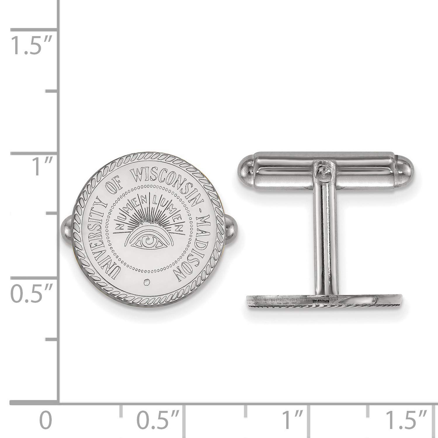 University of Wisconsin Badgers .925 Sterling Silver School Crest Cufflinks 15x15mm - Perfect for Graduation Gifts & Formal Occasions