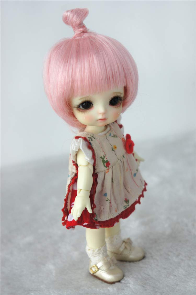 5-6inch BJD Doll Wigs - Yellow Mohair for 1/8 Lati Dolls (Pink) - Perfect for Doll Makeovers