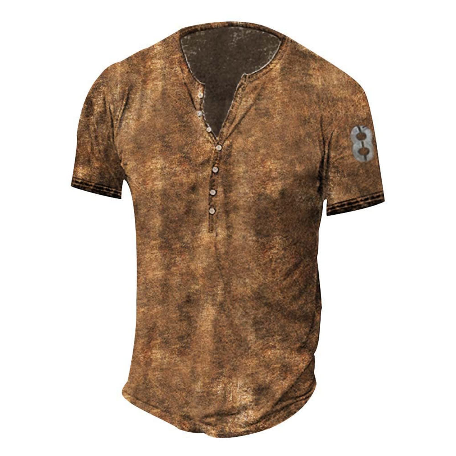 Men's Short Sleeve Henley Shirts - Casual Graphic Acid Washed Streetwear T-Shirts | Lightweight Workout & Gym Tee for Everyday Wear