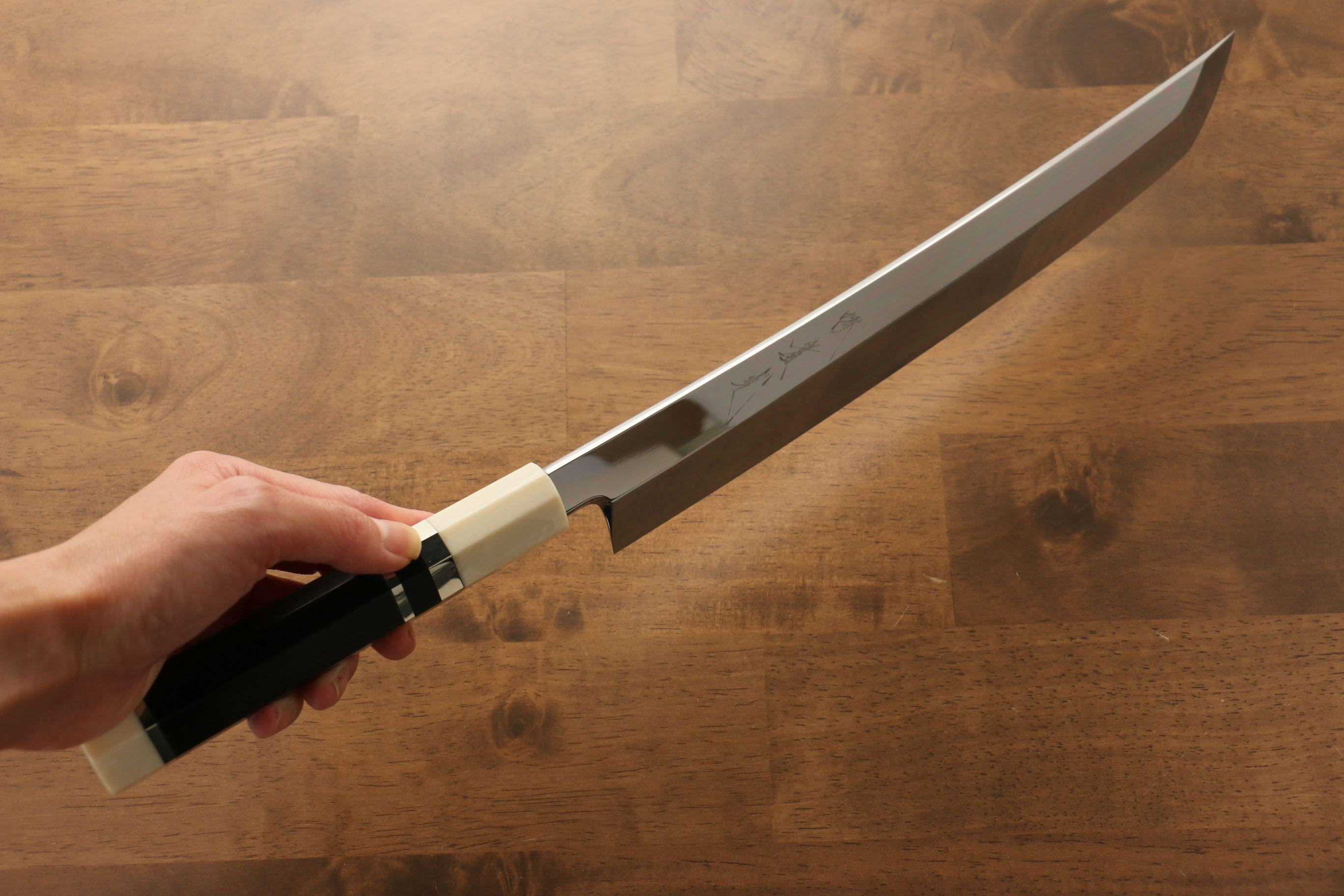 Premium Jikko Silver Steel No.3 Sakimaru Yanagiba 270mm Japanese Sushi Knife - Ebony Wood Handle with Decorative Ring - Perfect for Sushi Chefs & Japanese Cuisine Lovers