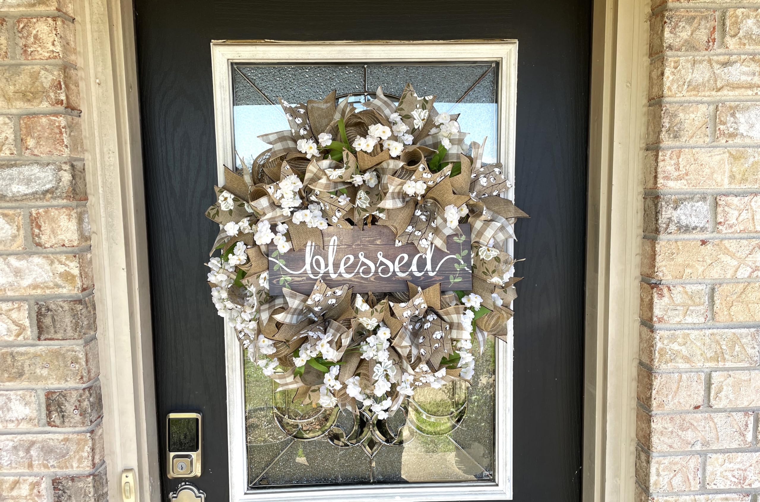 Southern Charm Magnolia & Cotton Deco Mesh Wreath - Farmhouse Style Front Door Decor for Porch, Patio, Wedding | Perfect for Fall, Spring, Summer & Everyday Home Decor