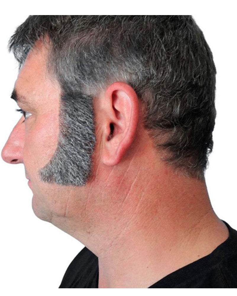 60s Thick Curved Grey Sideburns for Men - Vintage Style Sideburns Costume Accessories - Perfect for 1960s Themed Parties, Halloween, Cosplay and Retro Fashion