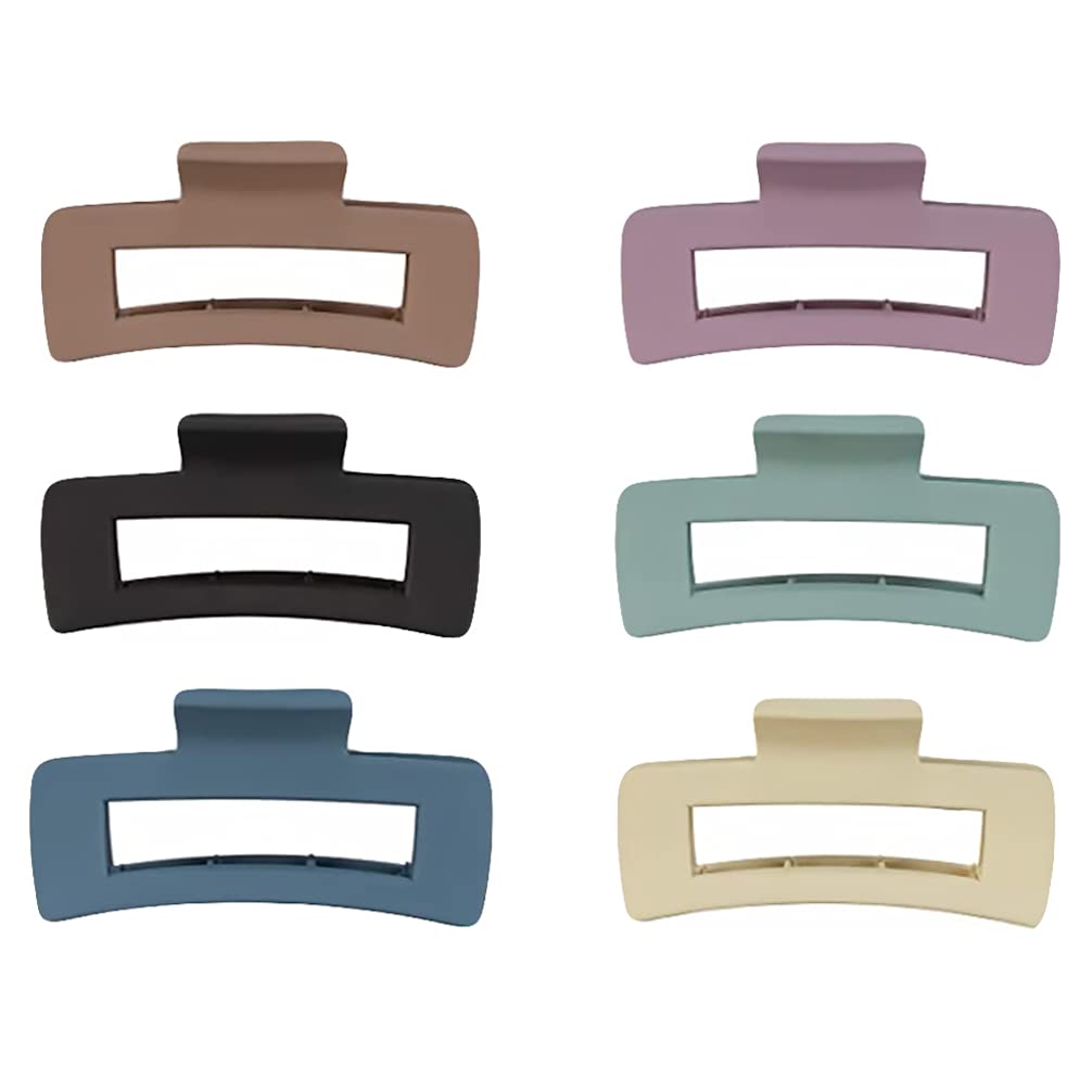 EXCLUZO 6pcs Non-Slip Large Hair Claw Clips for Women & Girls - Matte Finish Big Hair Clips for Thick Hair, Ponytails & Updos - Perfect for Work, Gym, Weddings & Everyday Styling