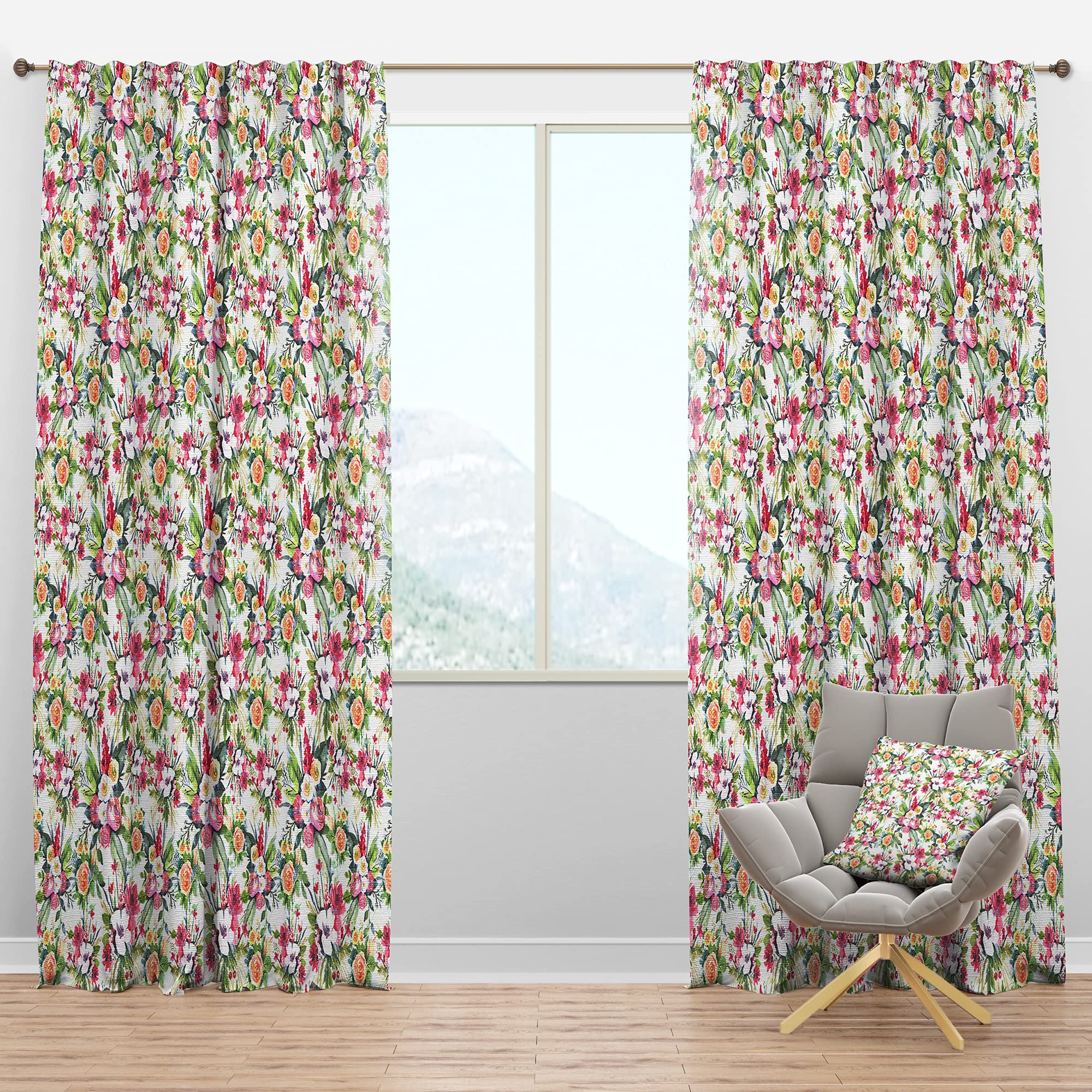 Blackout Curtains with Red Roses on White Seamless Pattern - Thermal Insulated Single Panel 52x90 - Perfect for Bedroom & Living Room Drapes - Blocks Light & Noise for Better Sleep & Privacy