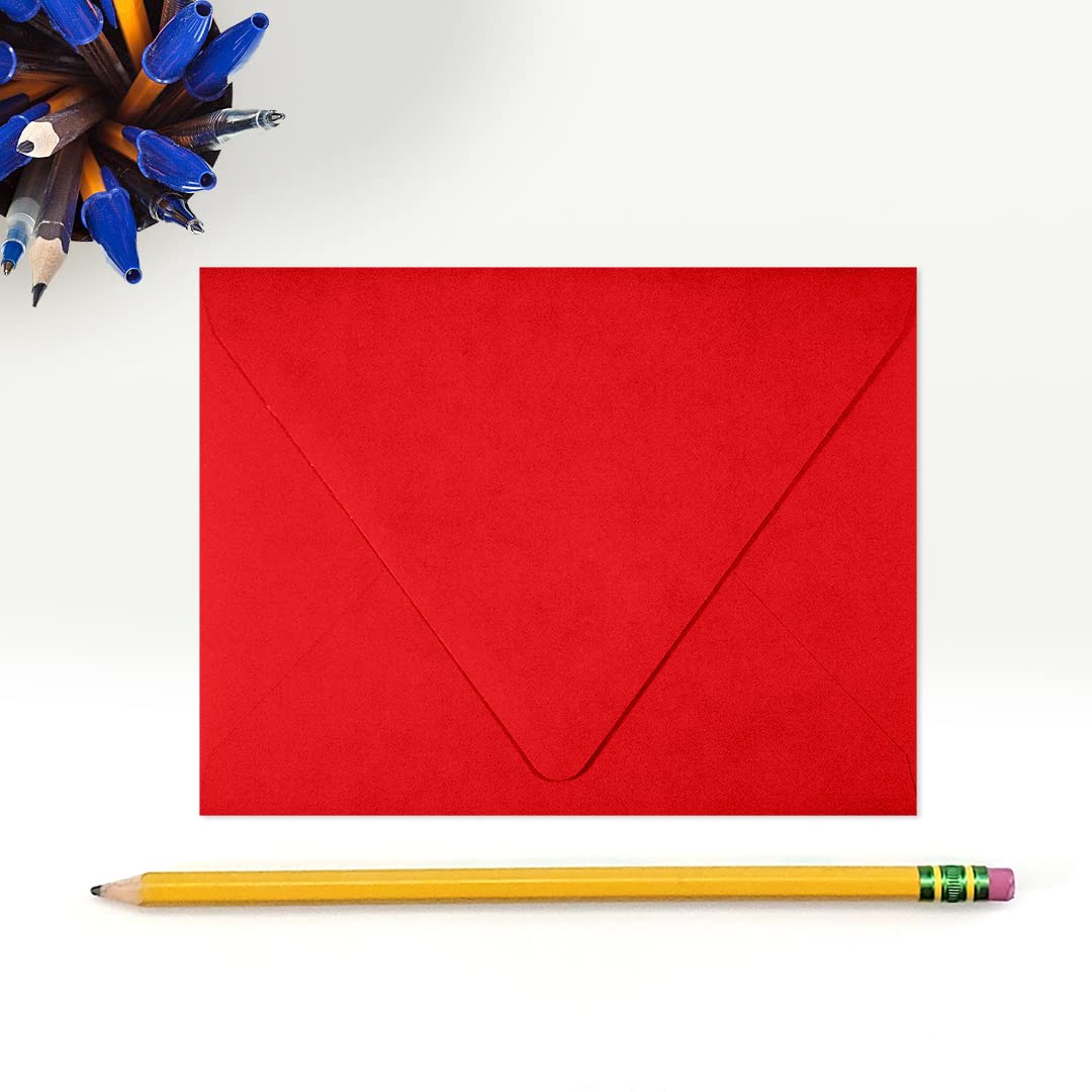 Premium A2 Contour Flap Envelopes 4 3/8 x 5 3/4 Inches - Ruby Red (Pack of 500) for Wedding Invitations, Greeting Cards & Business Correspondence