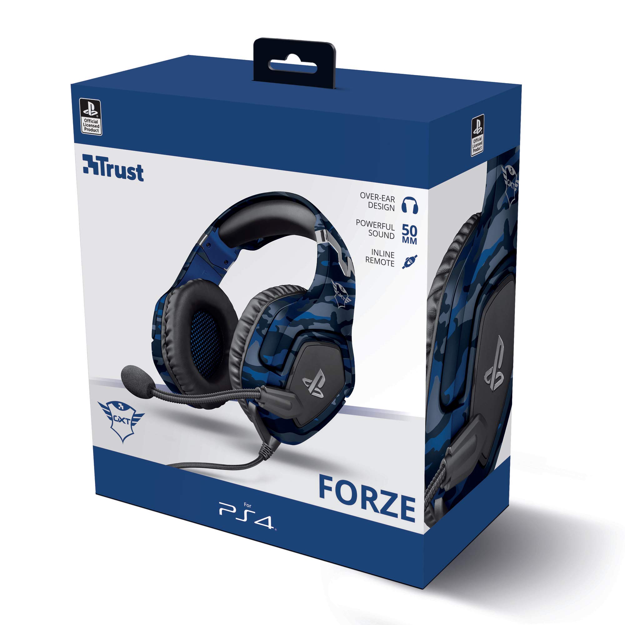 Trust GXT 488 Forze-B Official Licensed PlayStation Gaming Headset for PS4 & PS5 - Foldable Mic, Adjustable Headband, 3.5mm Wired Over-Ear Headphones (Blue) - Perfect for Competitive Gaming & Immersive Audio Experience